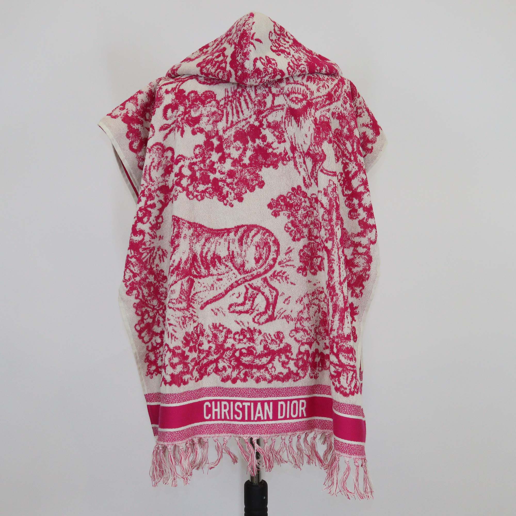 Christian Dior Toile de Jouy Terry Cloth Hooded Poncho