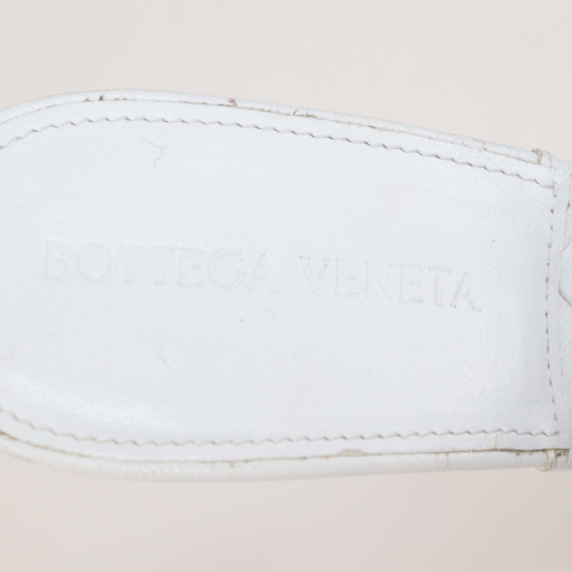 Bottega Veneta White Intrecciato Leather Lido Slide Sandals