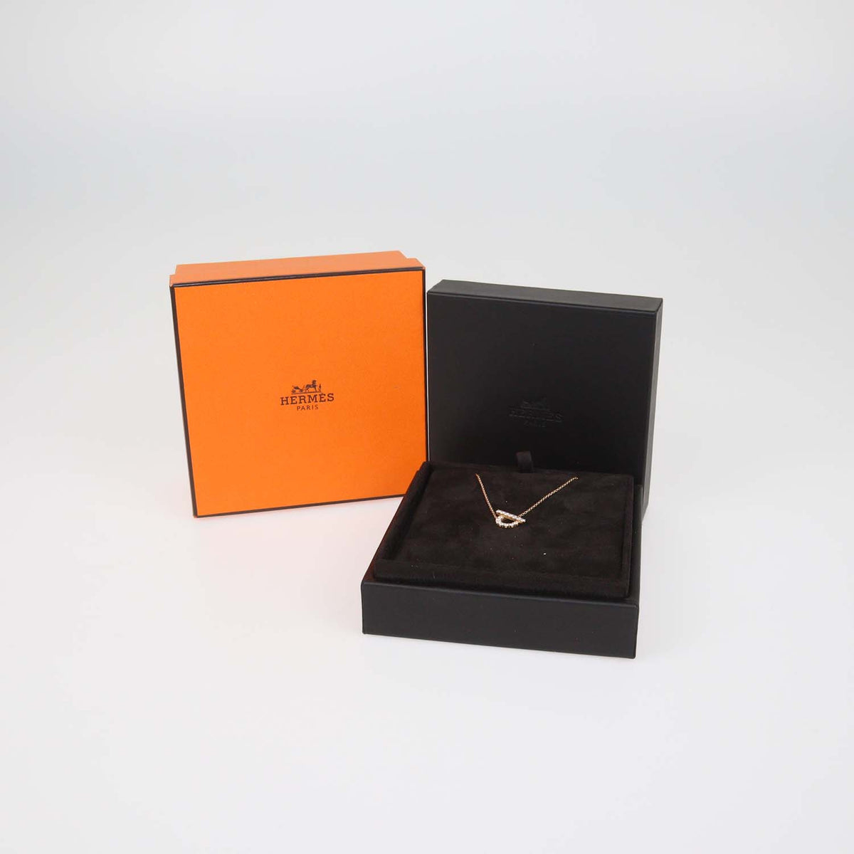 Hermes 18K Rose Gold Diamond Finesse Pendant Necklace