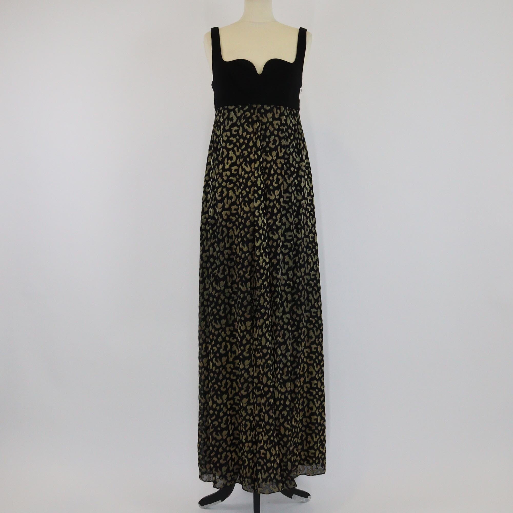 Diane von Furstenberg Black Leopard Print Sleeveless Midi Dress Womens Diane von Furstenberg