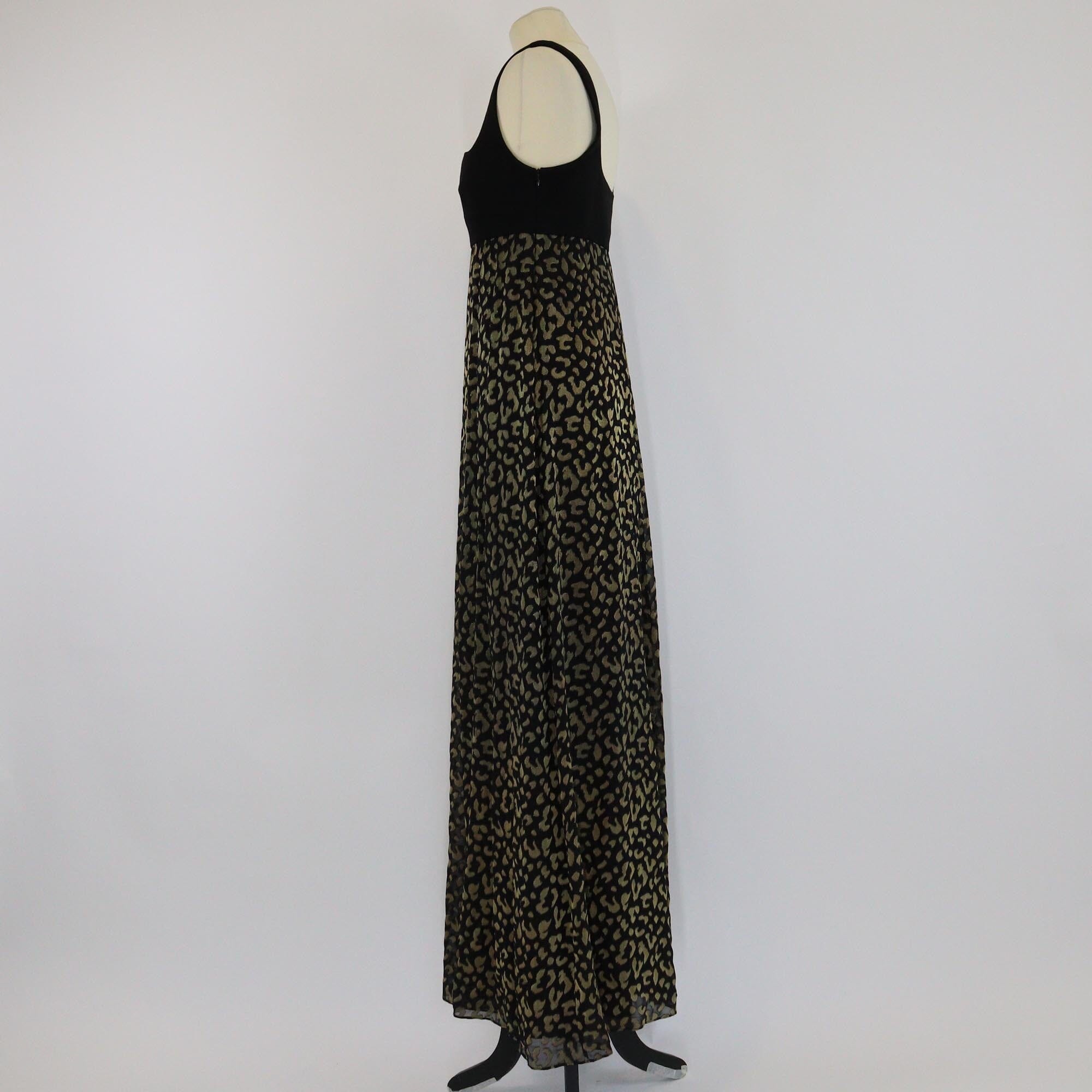 Diane von Furstenberg Black Leopard Print Sleeveless Midi Dress Womens Diane von Furstenberg
