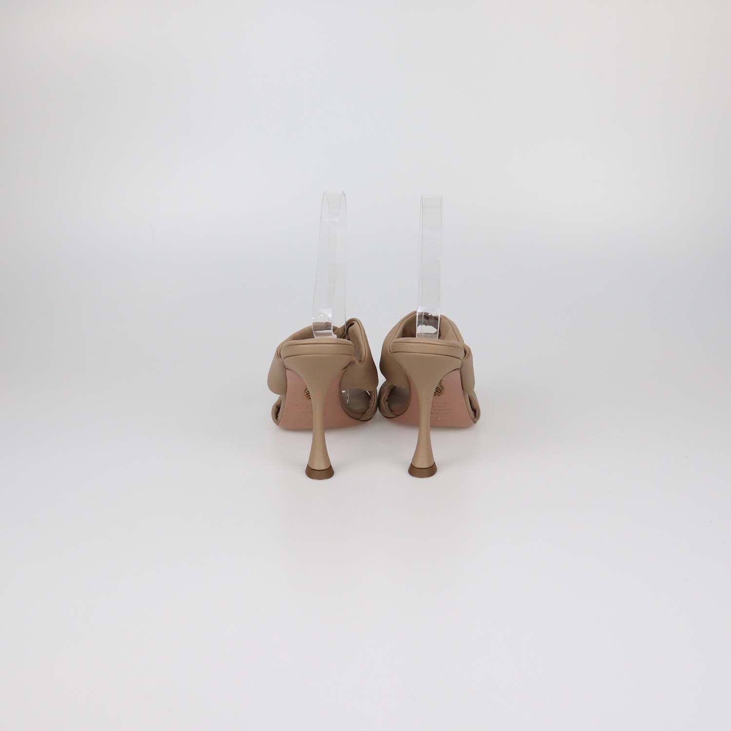 Aquazzura Beige Leather Twist Slide Sandals