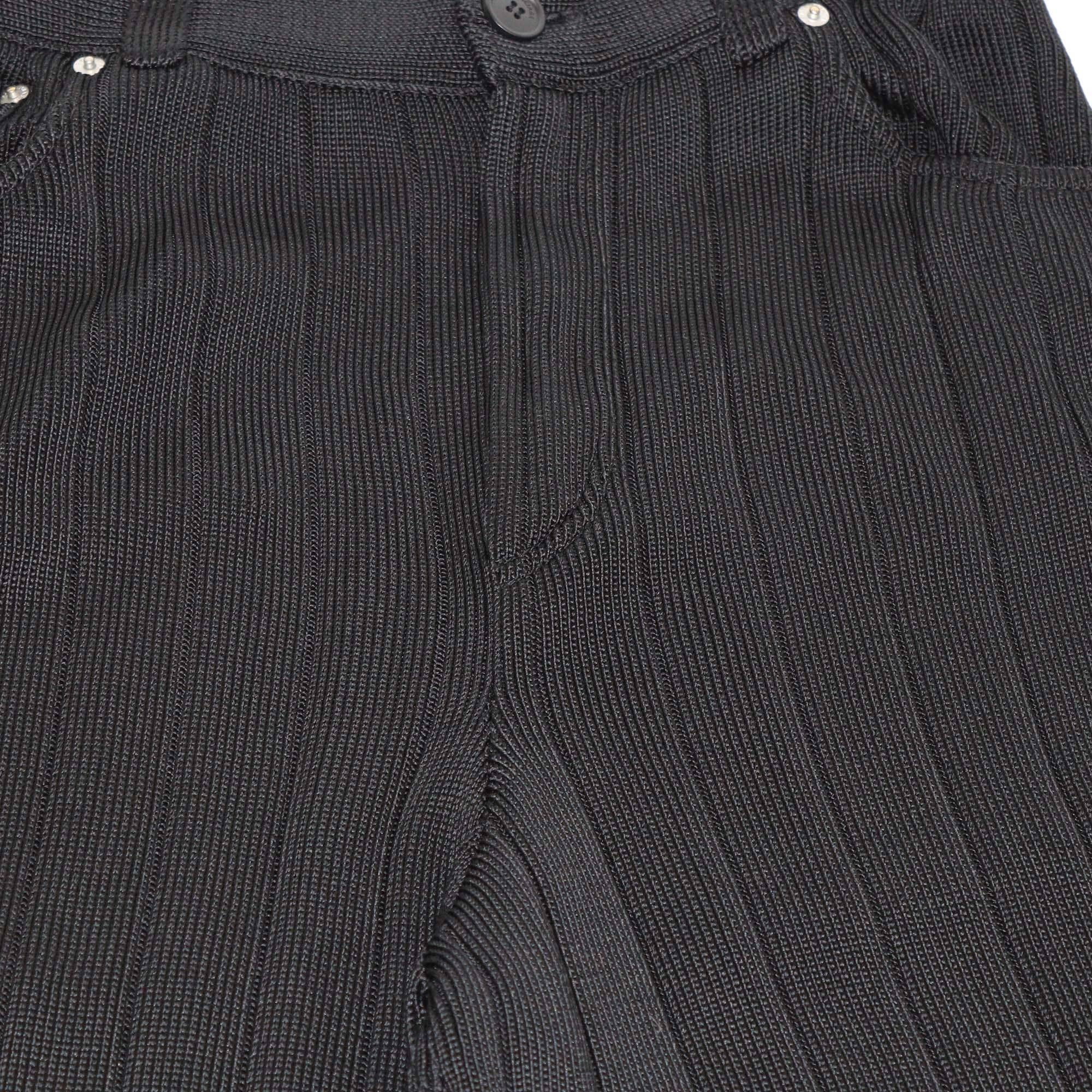 Balenciaga Black Rib Knit Silk Baggy Pants Womens Balenciaga