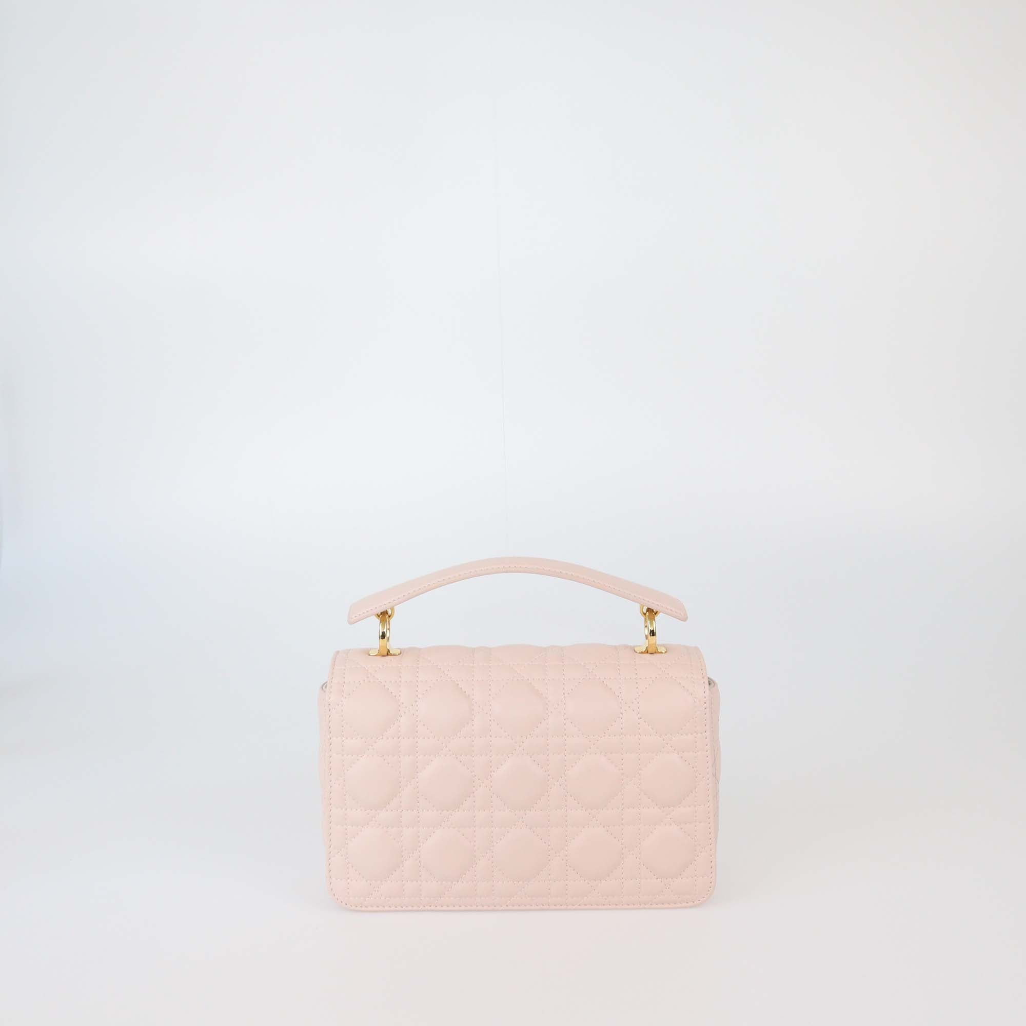 Christian Dior Powder Beige Cannage Leather Small Jolie Top Handle Bag