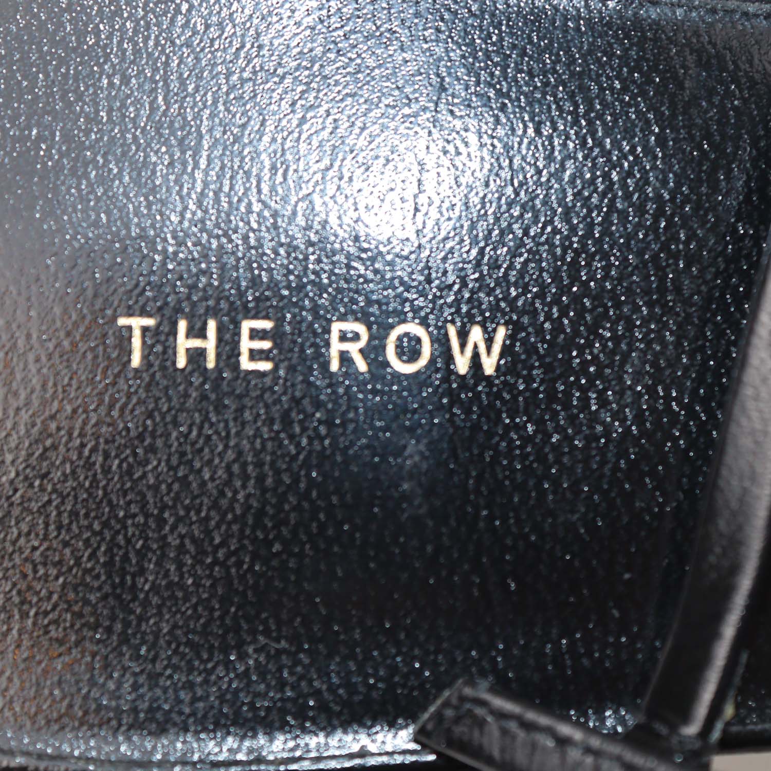 The Row Black Leather T-Bar Heel Sandals