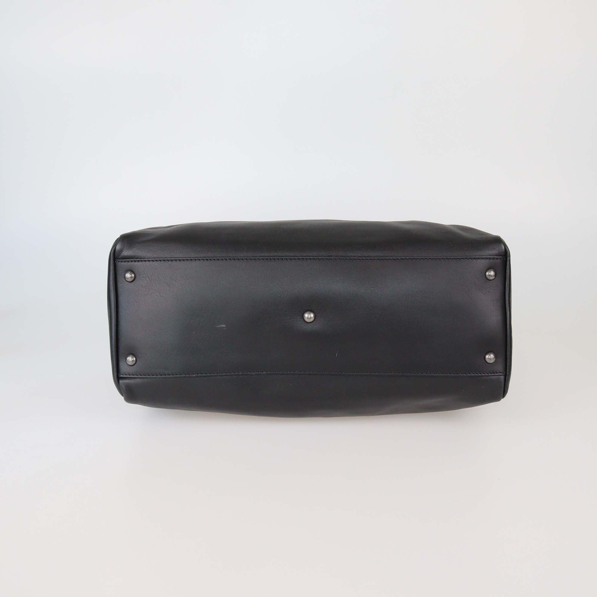 Fendi Black Leather Large Peekaboo Top Handle Bag