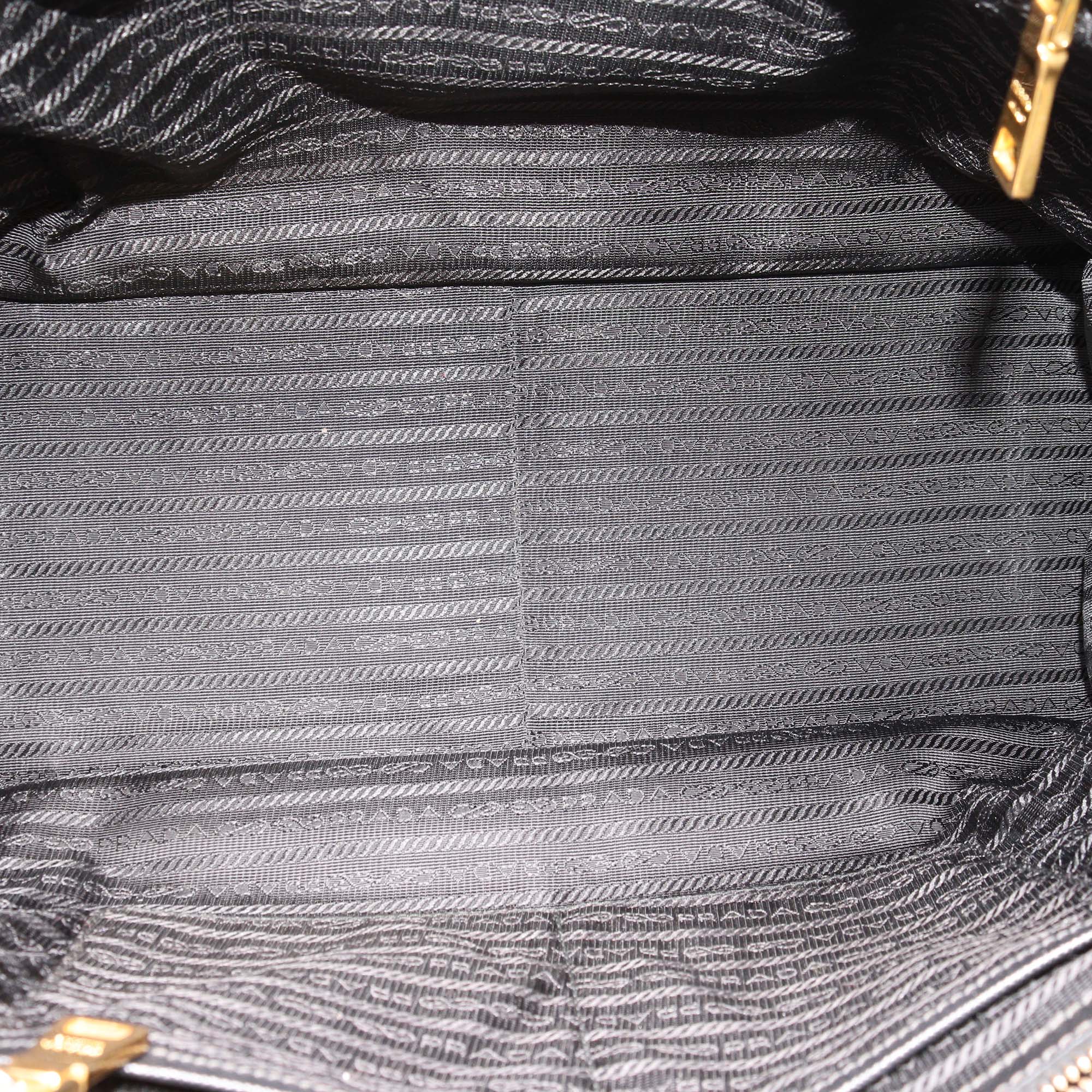 Prada Black Saffiano Leather Double Zip Tote