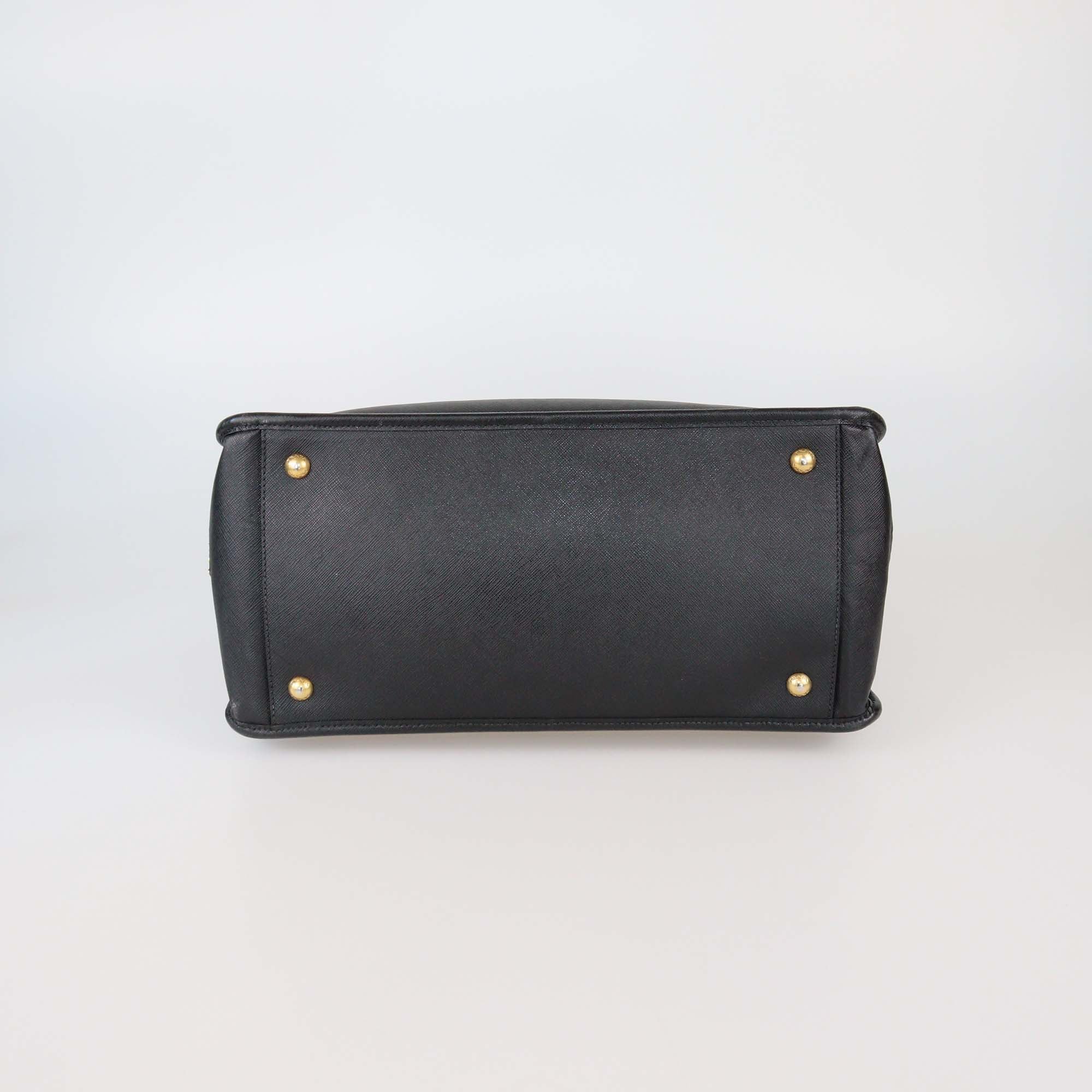 Prada Black Saffiano Leather Double Zip Tote