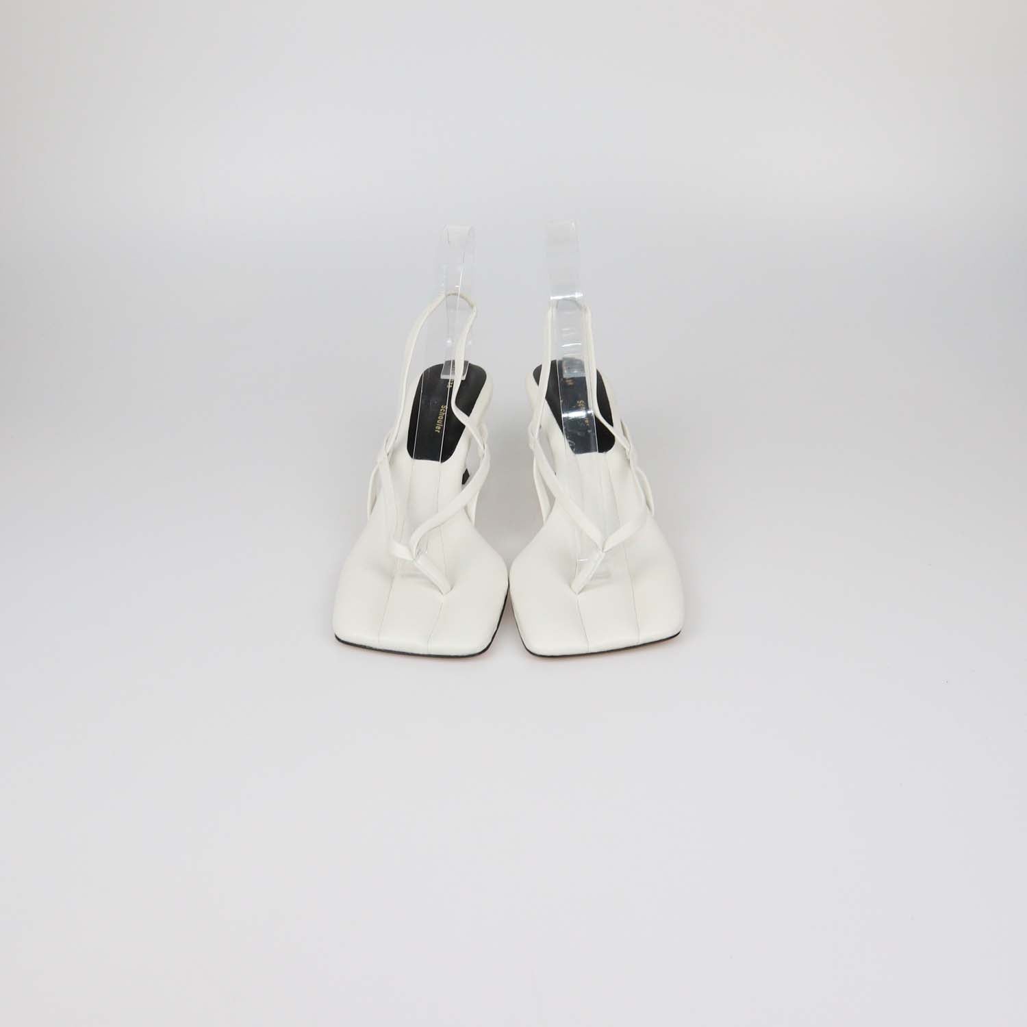 Proenza Schouler White Leather Square Thong Slide Sandals