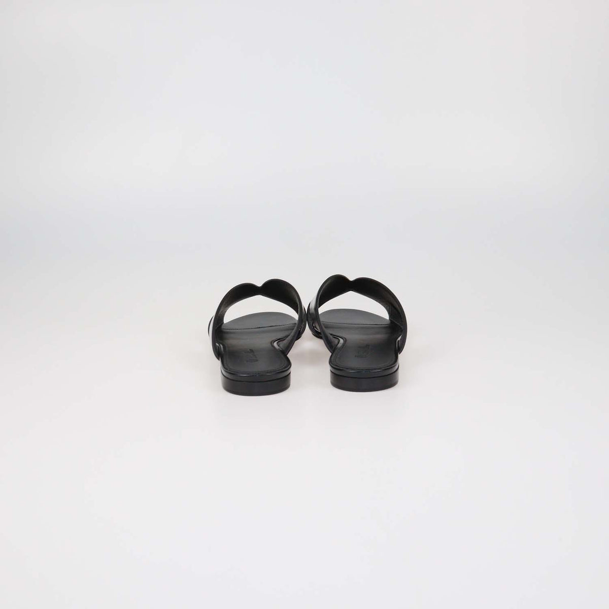 Loro Piana Black Glazed Leather Vera Flat Sandals