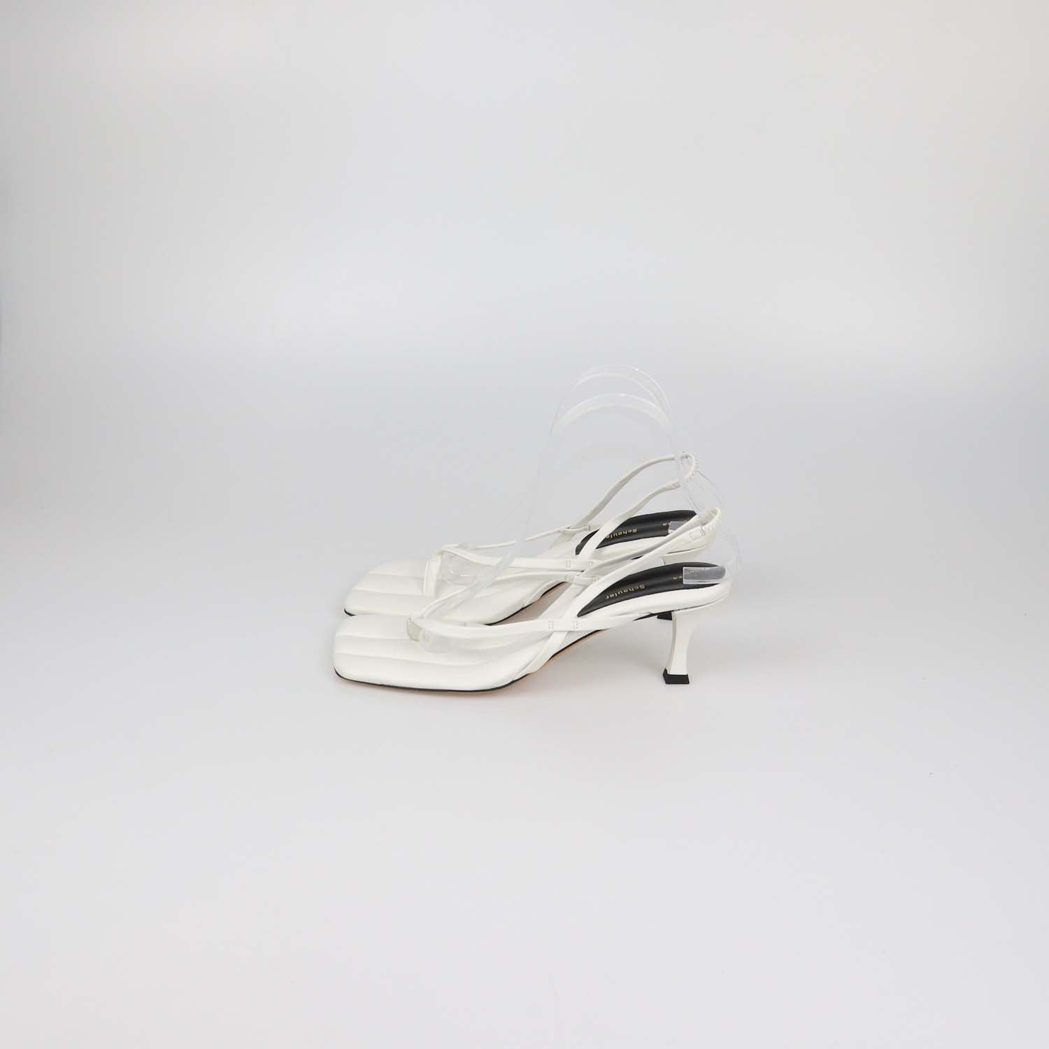 Proenza Schouler White Leather Square Thong Slide Sandals
