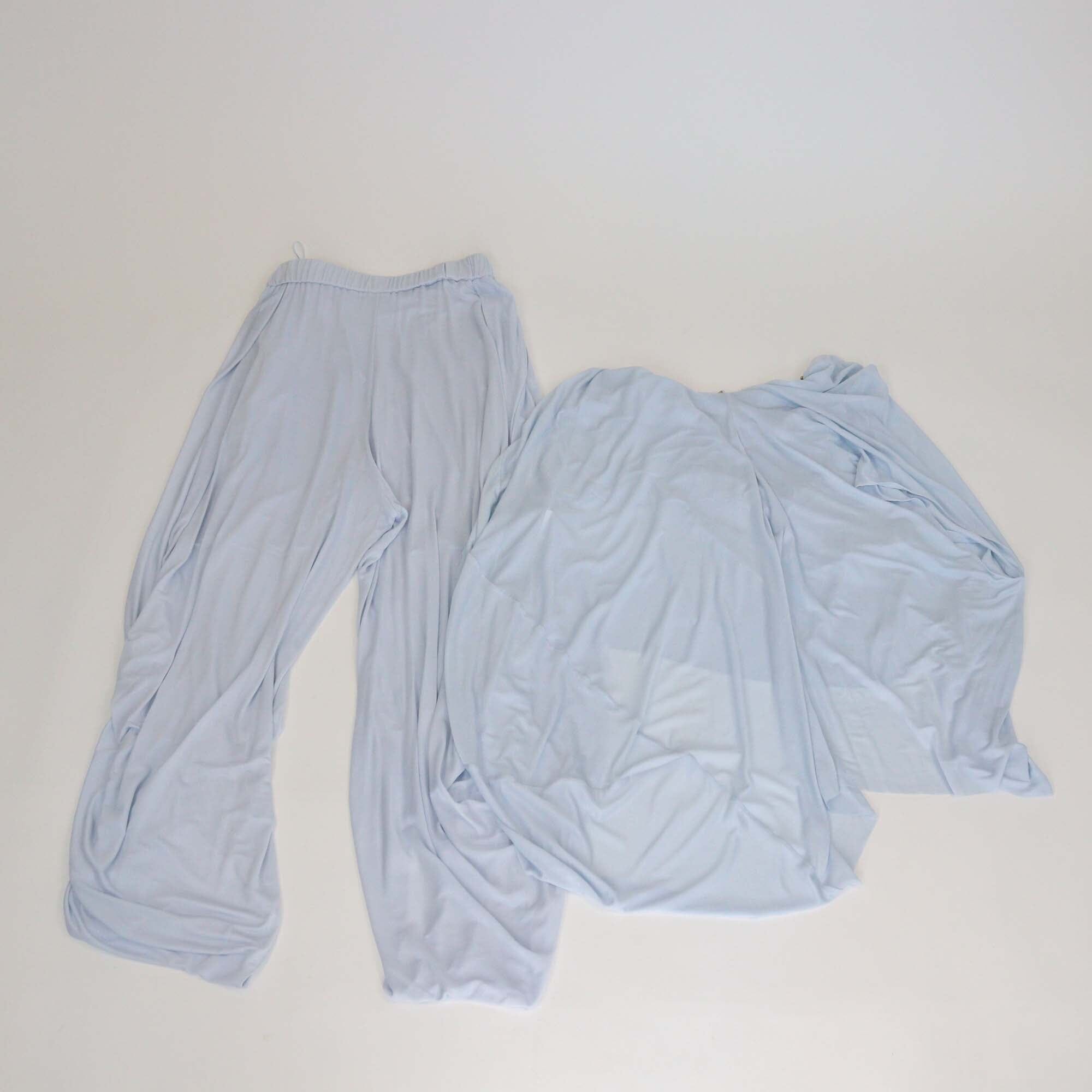Loewe Light Blue Chain Neck Embellished Crepe Asymmetric Draped Top & Ballon Draped Trouser Womens Loewe