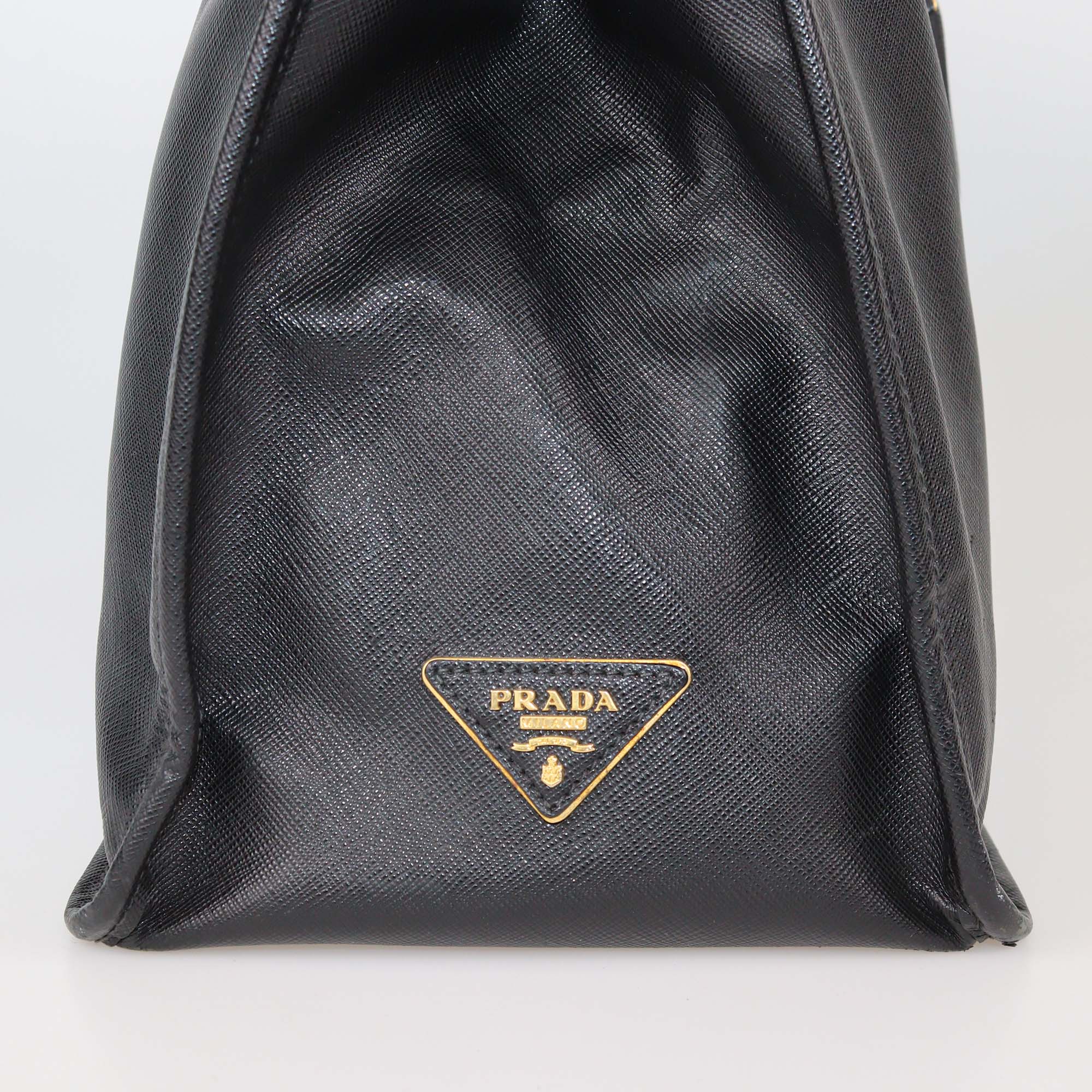 Prada Black Saffiano Leather Double Zip Tote