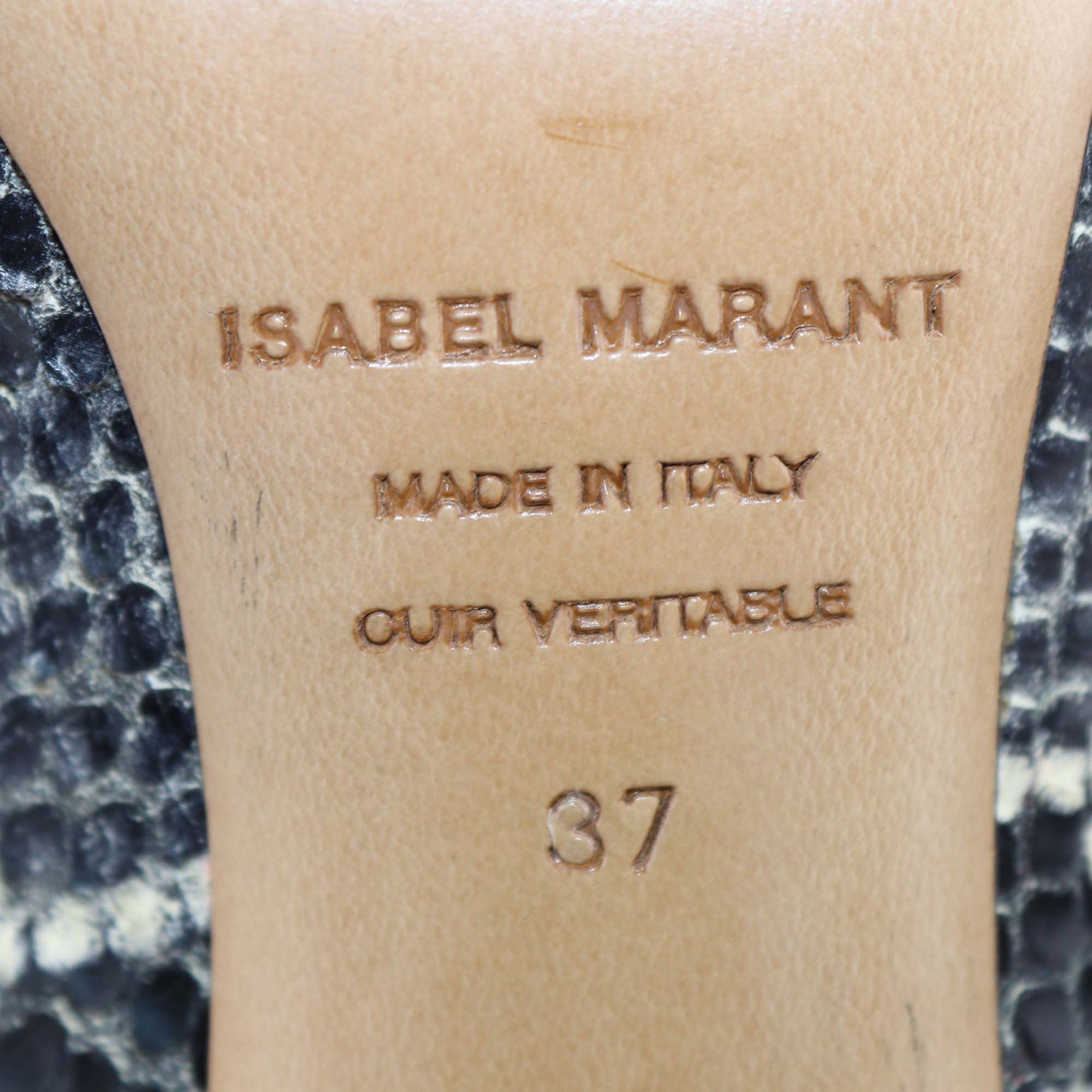 Isabel Marant Black/Off White Python Embossed Leather Booties