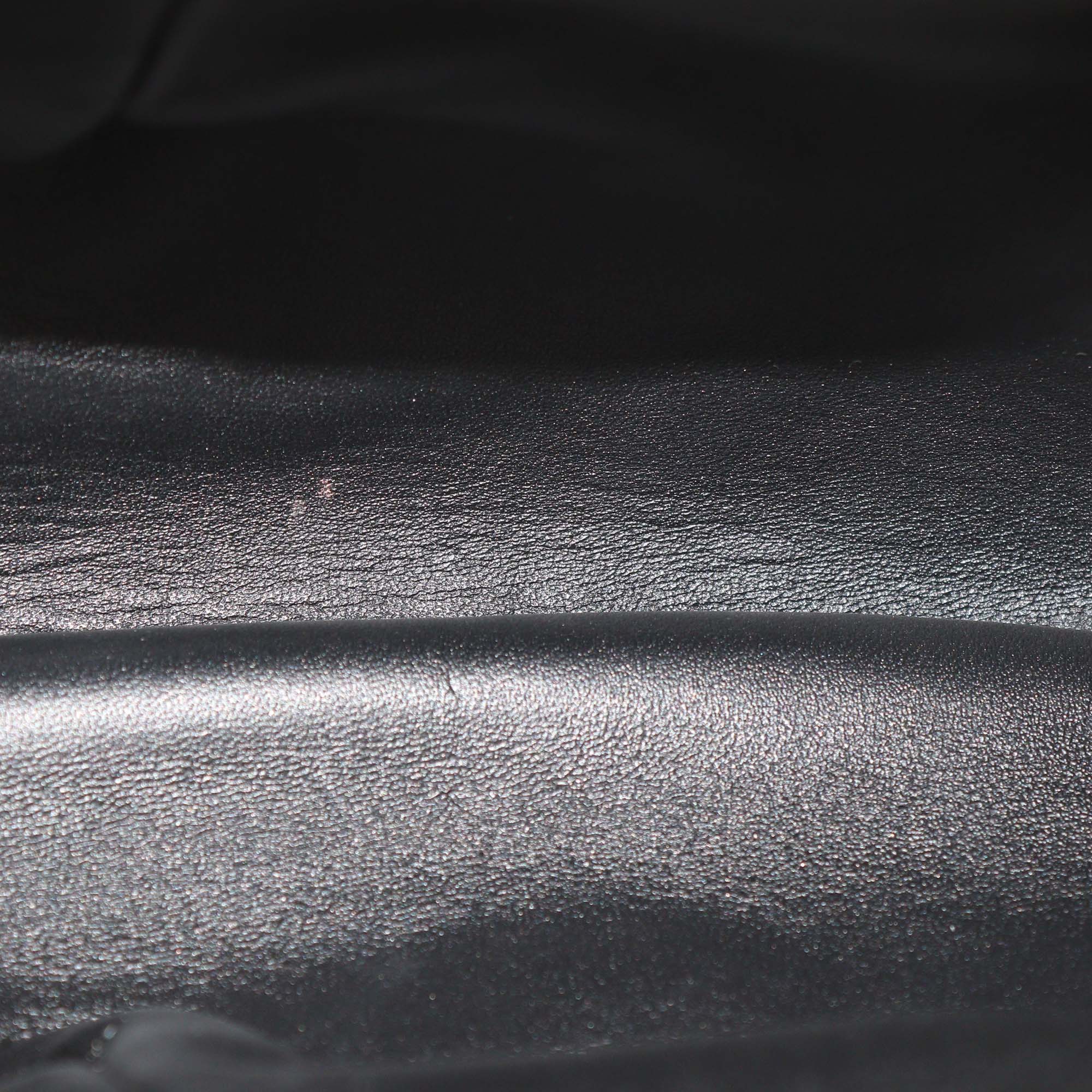 Celine Black Leather Triomphe Dome Clutch