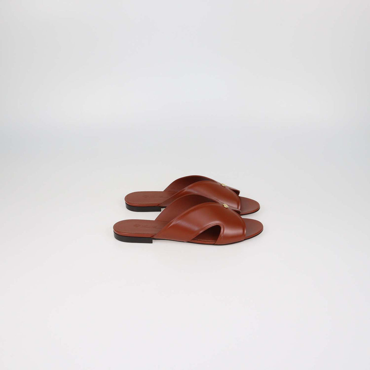 Loro Piana Oxblood Glazed Leather Vera Flat Sandals