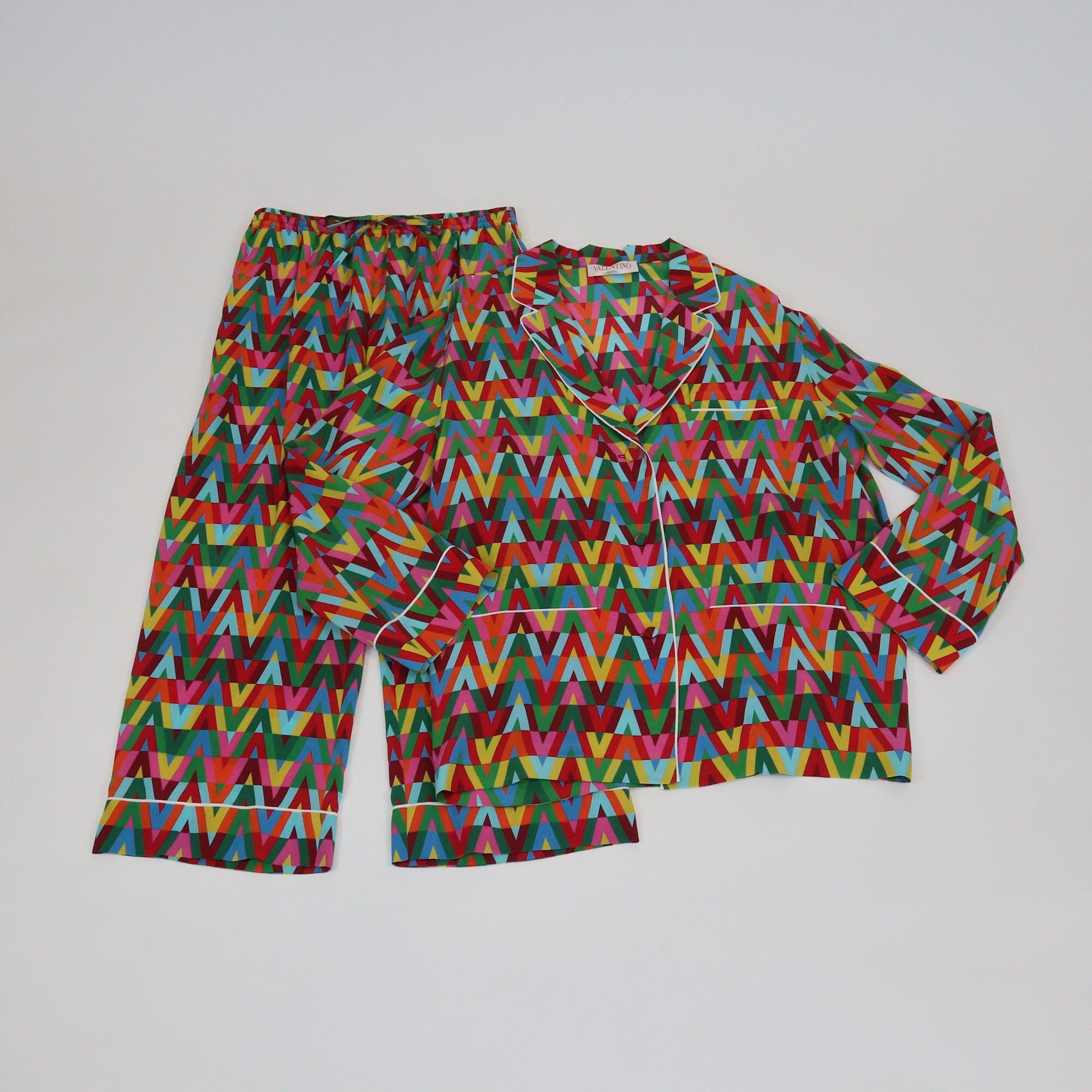 Valentino Multicolor Optical V Print Top & Pants Set Womens Valentino