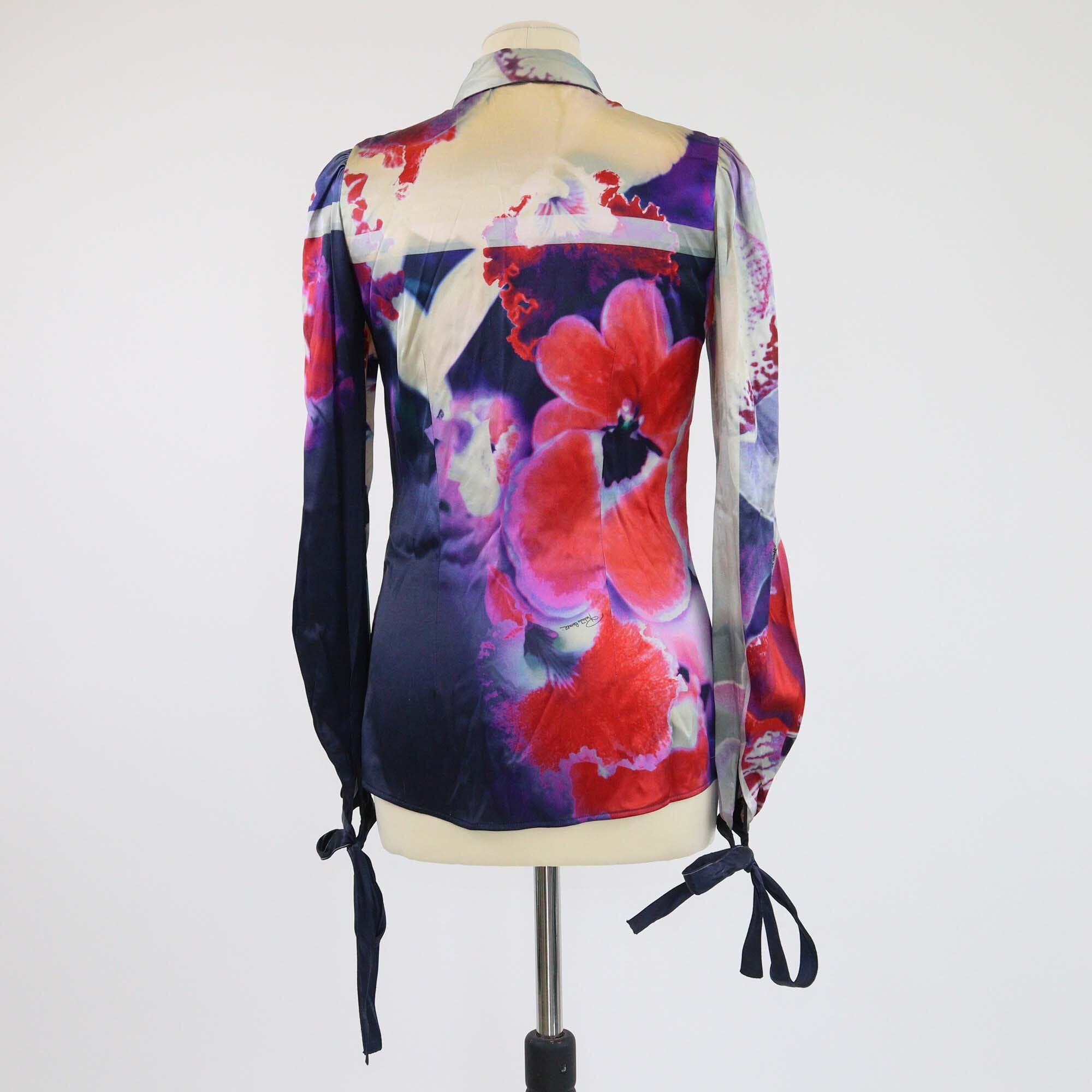 Roberto Cavalli Multicolor Floral Abstract Print Long Sleeve Shirt Womens Roberto Cavalli