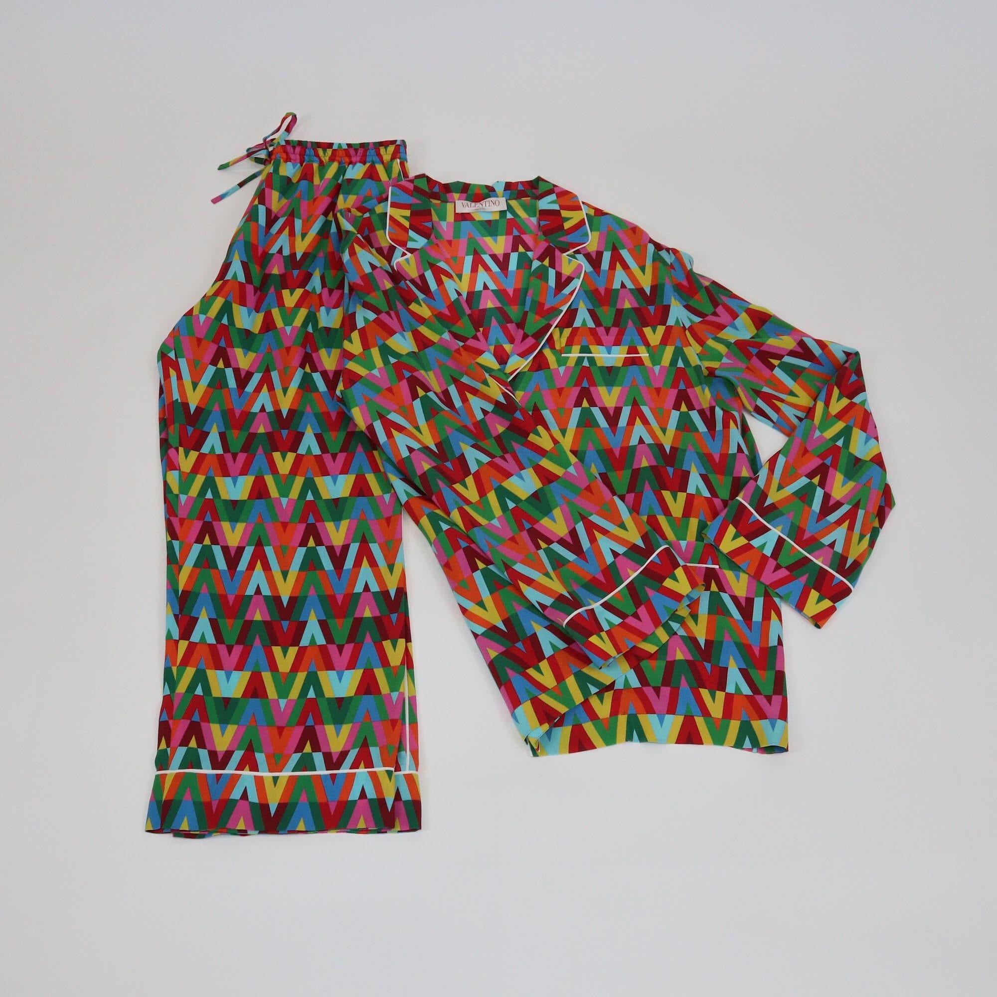 Valentino Multicolor Optical V Print Top & Pants Set Womens Valentino