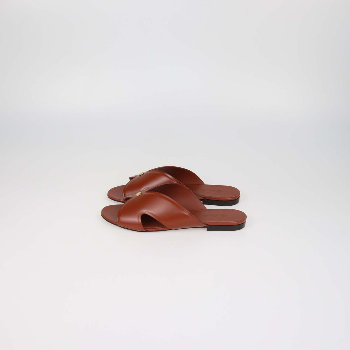 Loro Piana Oxblood Glazed Leather Vera Flat Sandals