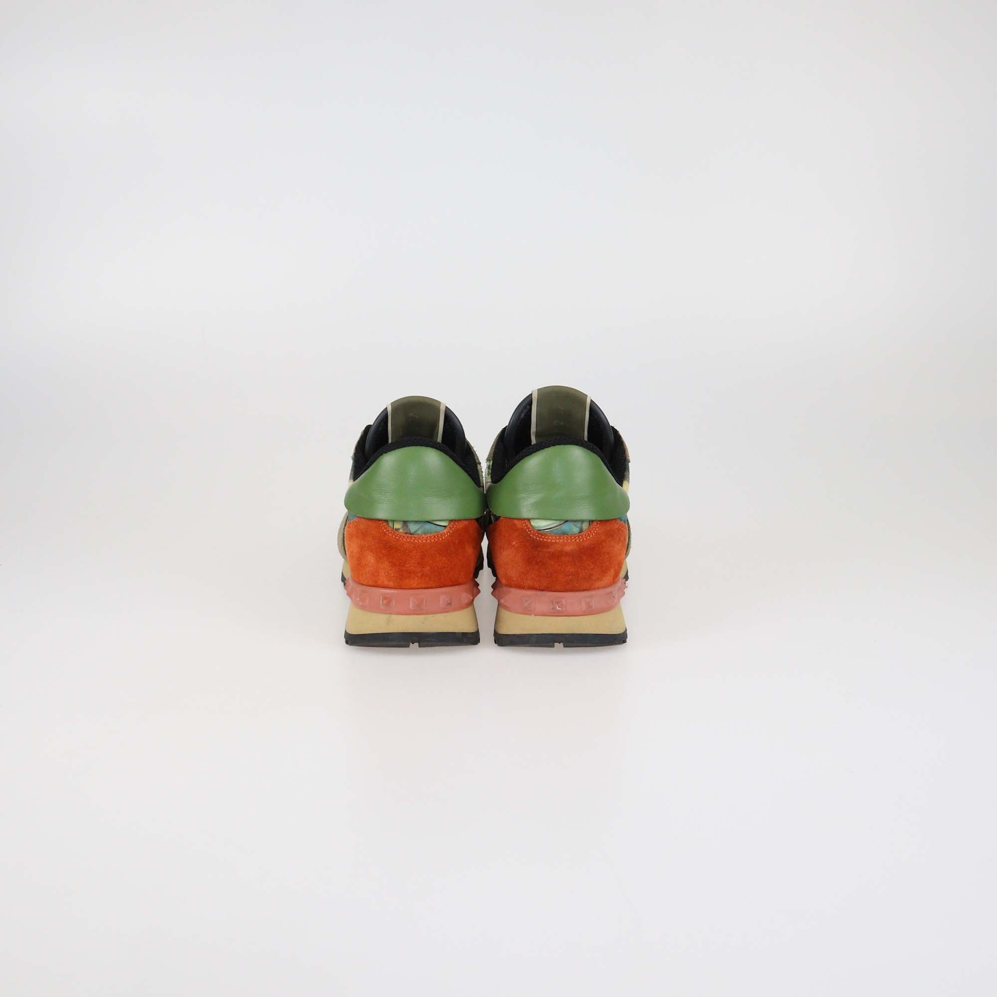 Valentino Multicolor Painted Leather and Suede Rockrunner Sneakers