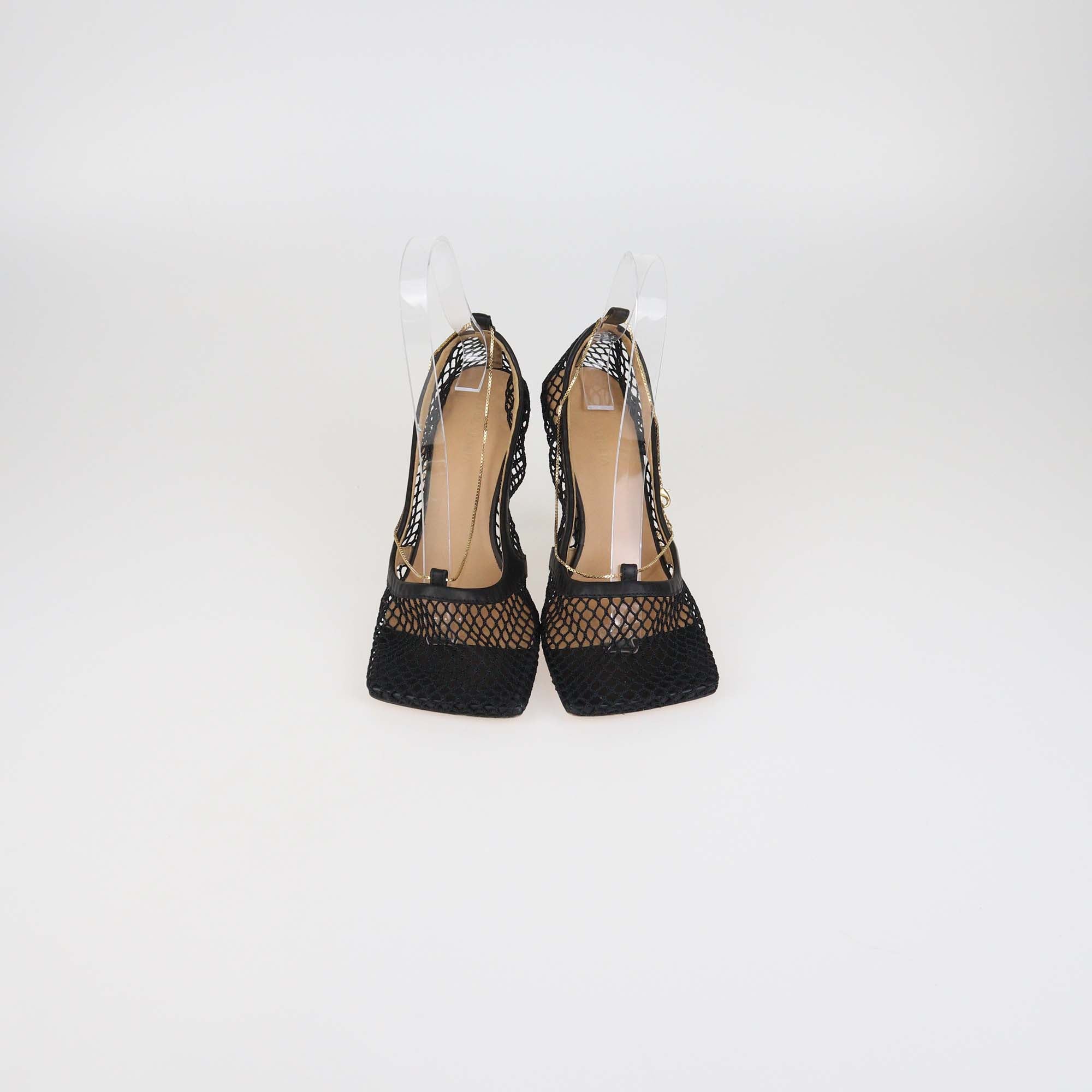 Bottega Veneta Black Mesh Nylon Stretch Pumps