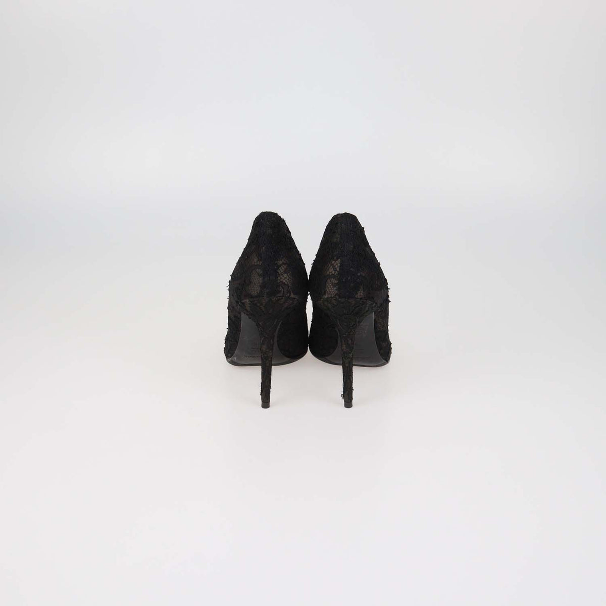 Dolce & Gabbana Black Floral Lace Peep Toe Pumps