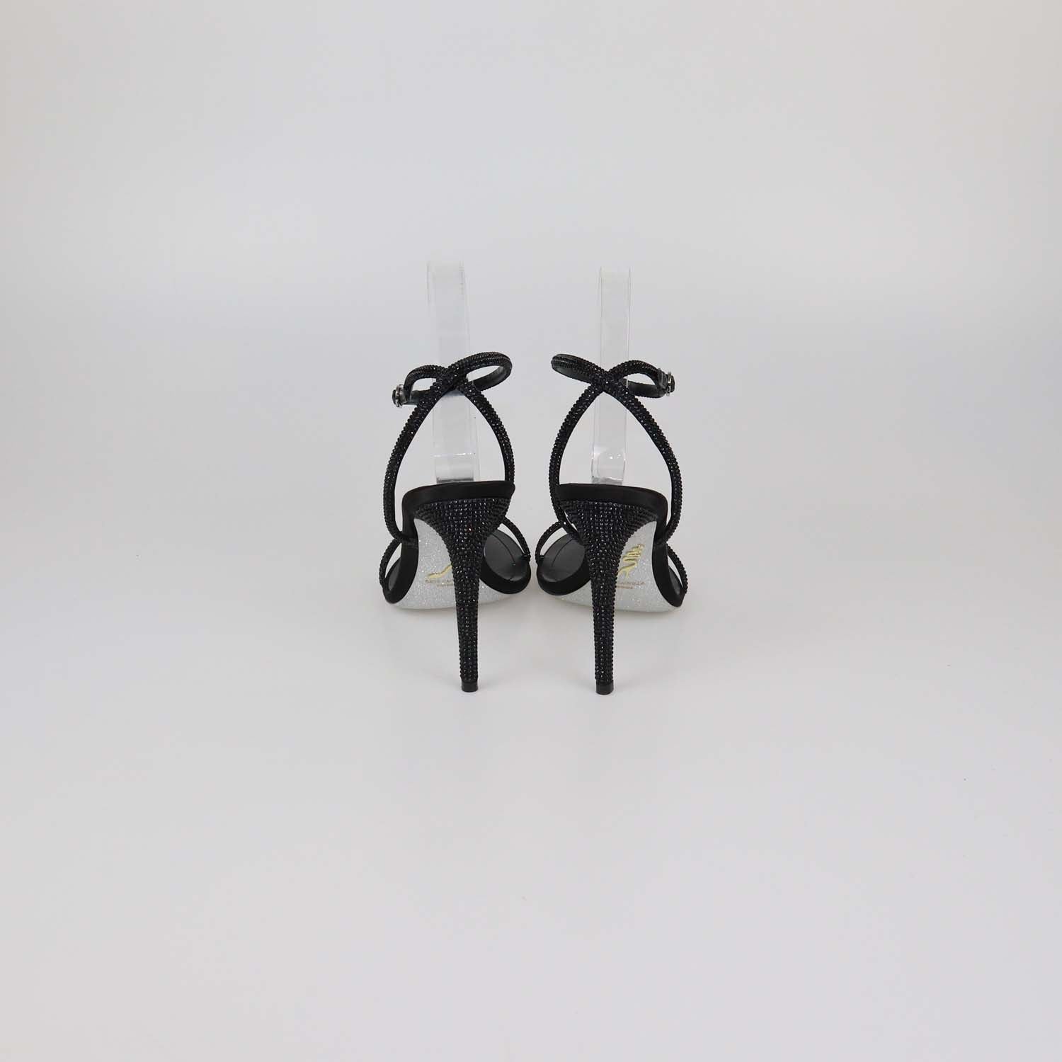 Rene Caovilla Black Strass Ellabrita Slingback Sandals