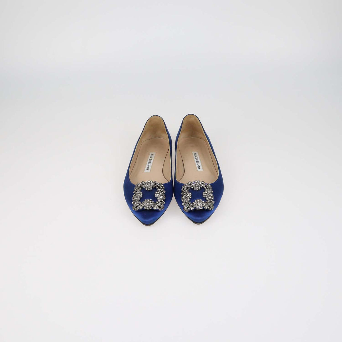 Manolo Blahnik Blue Satin Hangisi Flats
