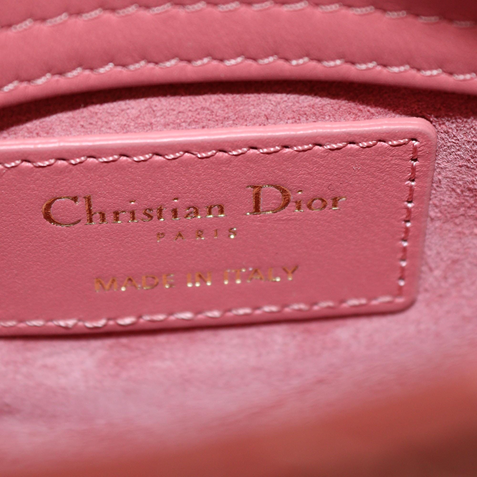 Christian Dior Dark Pink Cannage Micro Lady Dior Tote Womens Christian Dior