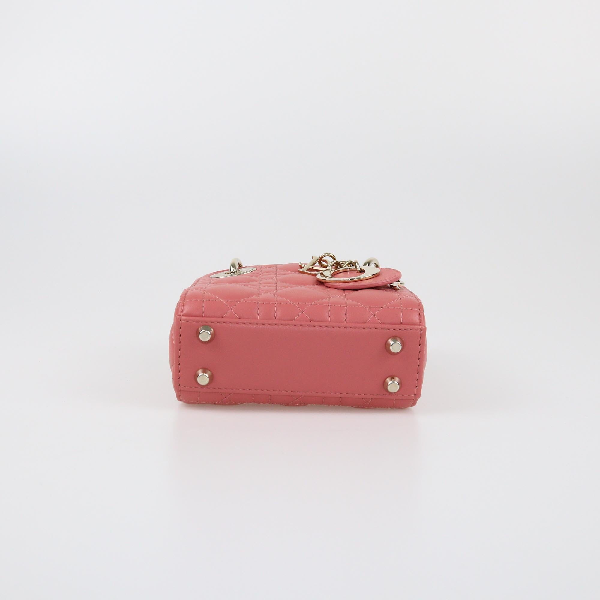 Christian Dior Dark Pink Cannage Micro Lady Dior Tote Womens Christian Dior
