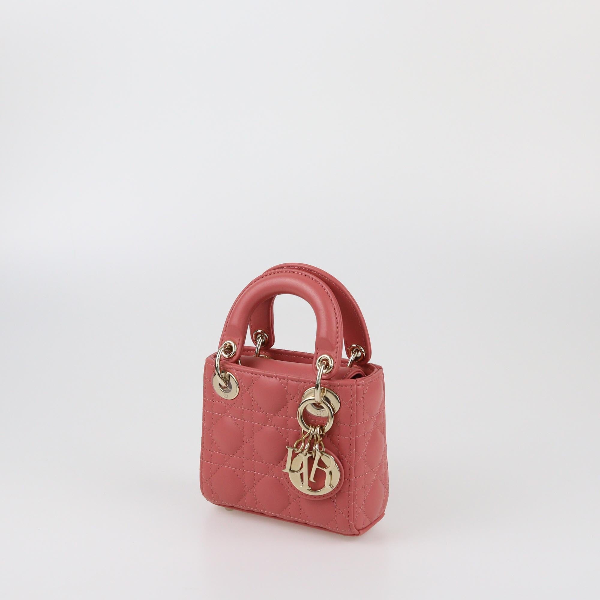 Christian Dior Dark Pink Cannage Micro Lady Dior Tote Womens Christian Dior