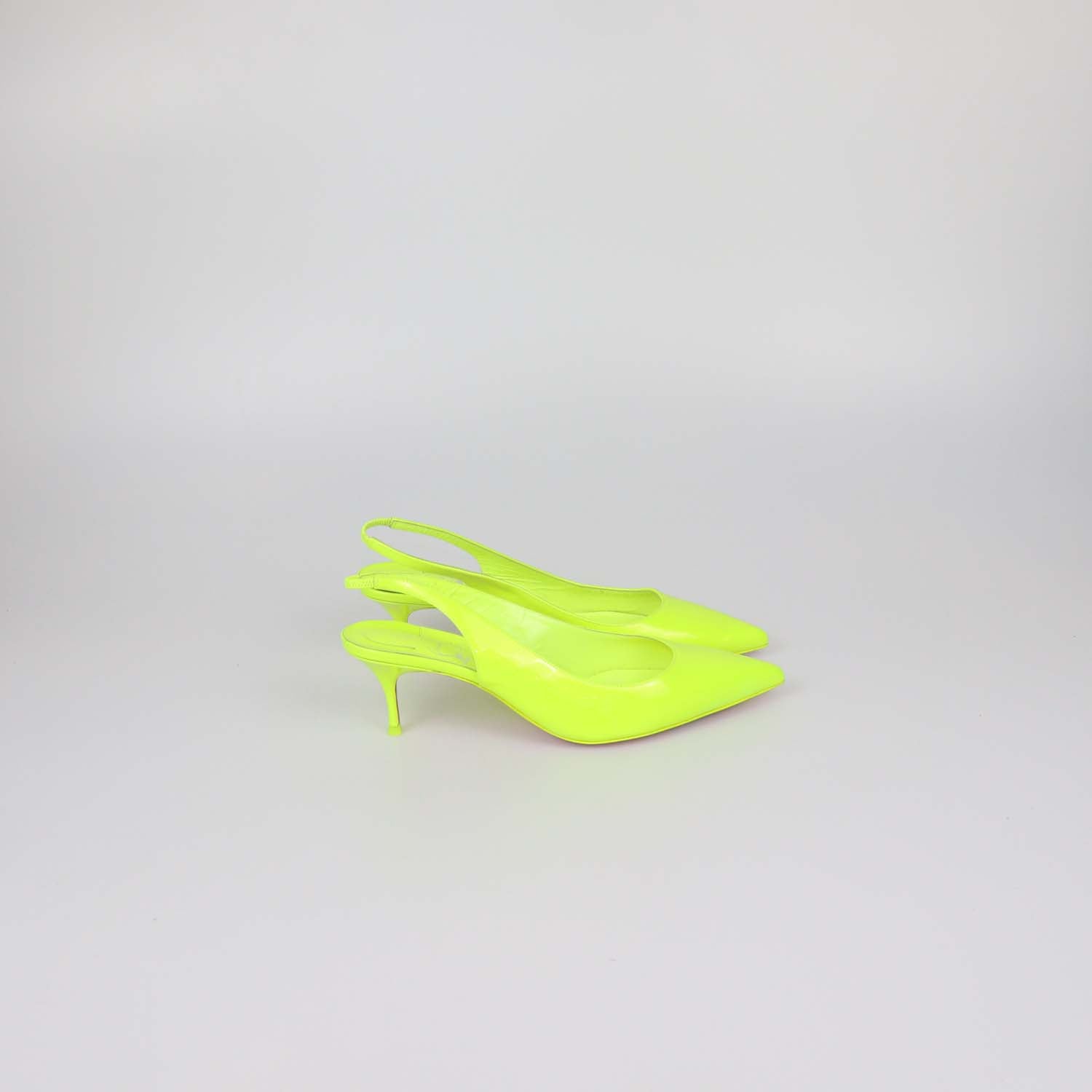 Christian Louboutin Neon Green Patent Leather Clare Slingback Pumps