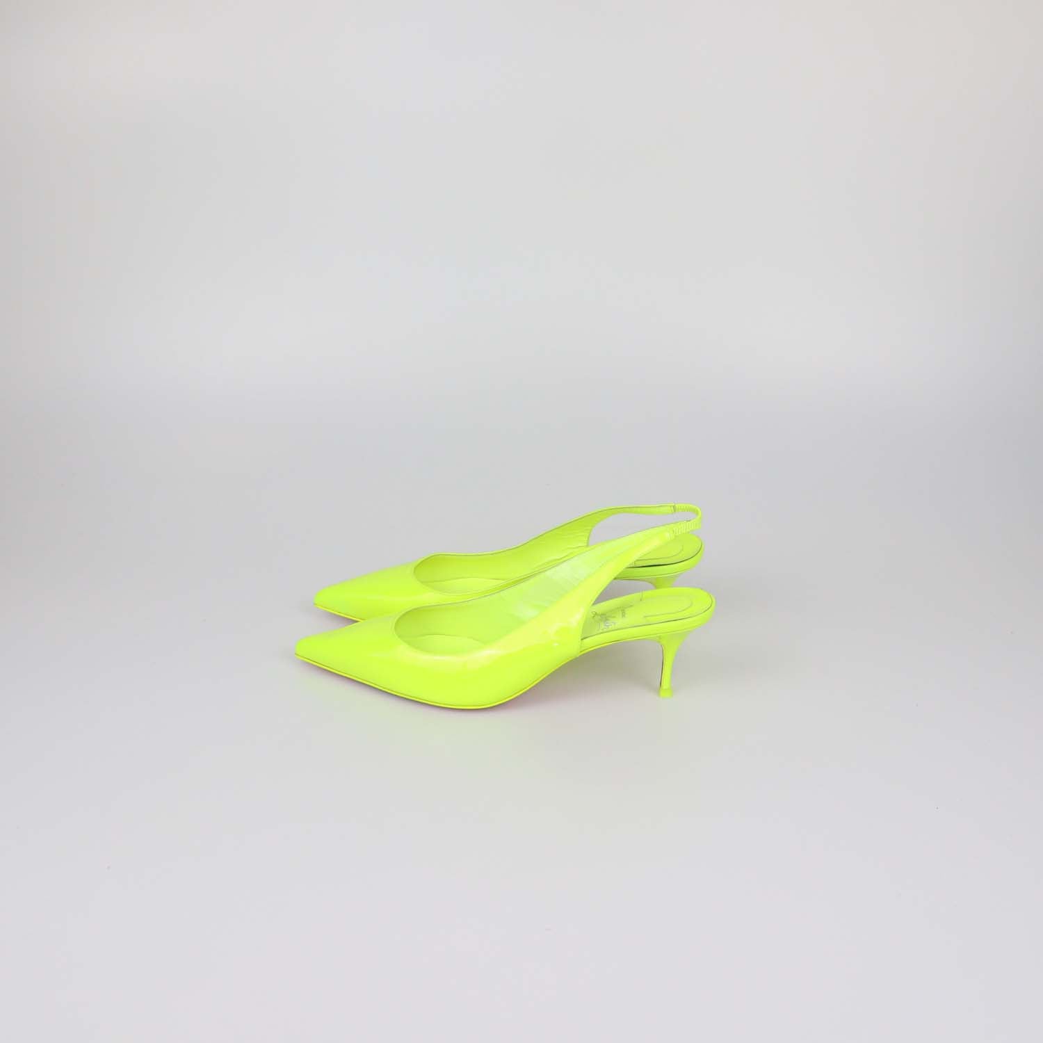 Christian Louboutin Neon Green Patent Leather Clare Slingback Pumps