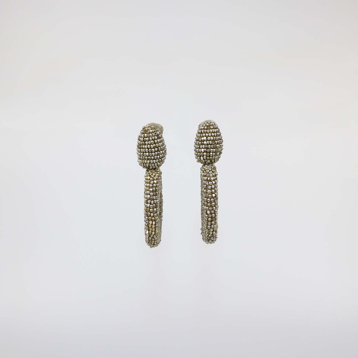 Oscar De La Renta Bronze Beaded Drop Clip-On Earrings