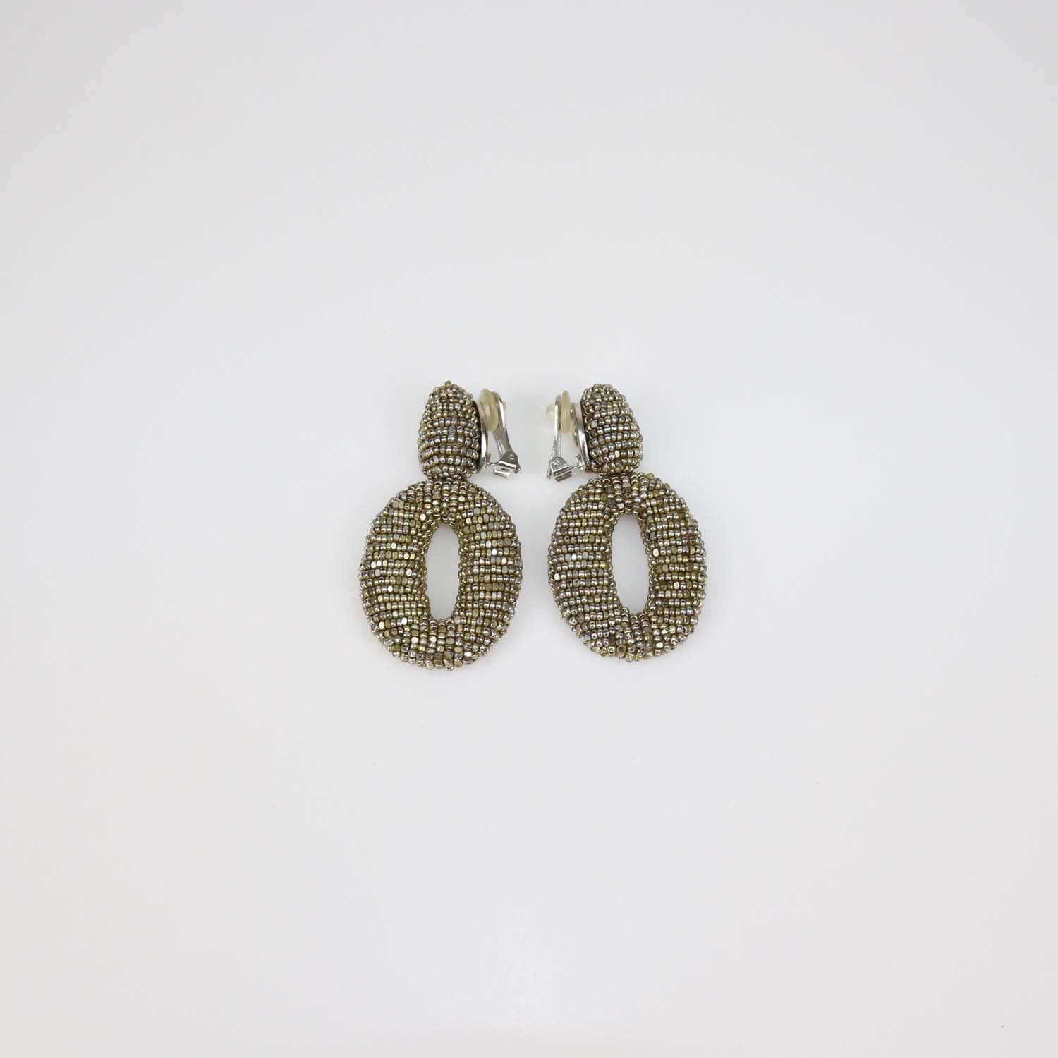 Oscar De La Renta Bronze Beaded Drop Clip-On Earrings