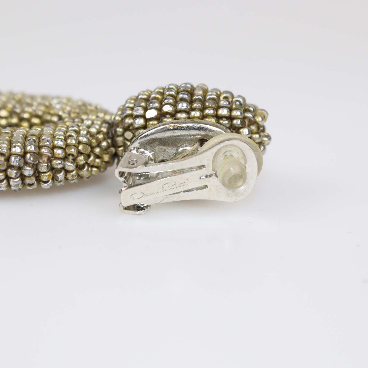 Oscar De La Renta Bronze Beaded Drop Clip-On Earrings
