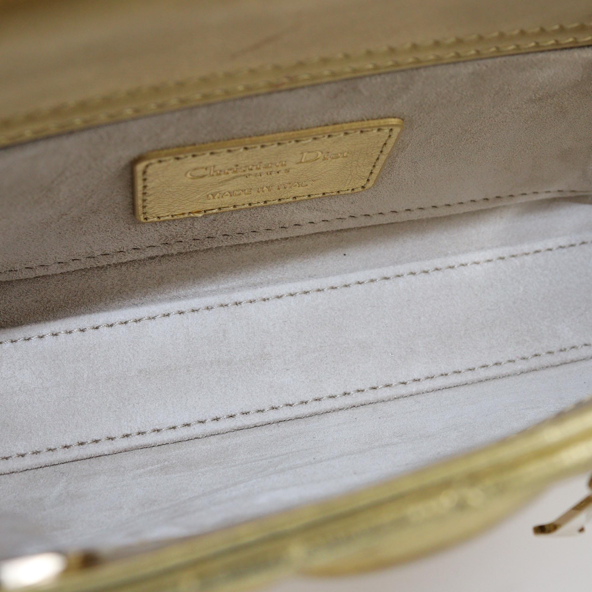 Christian Dior Gold Cannage Small Lady D-Joy Tote Womens Christian Dior