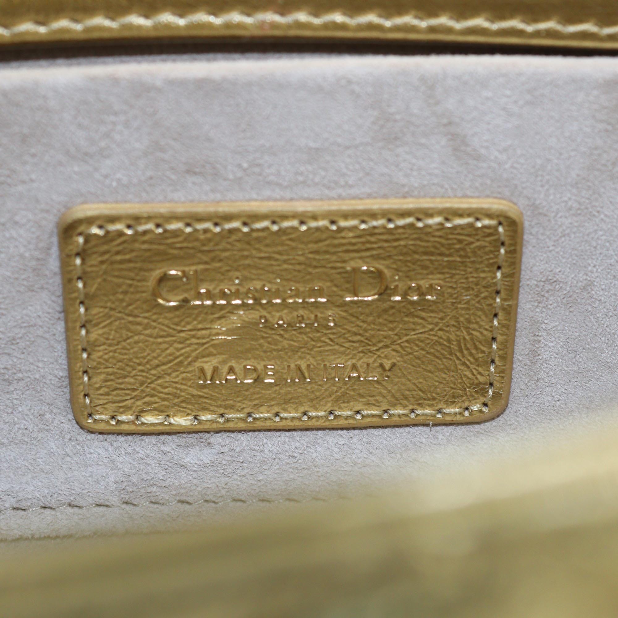 Christian Dior Gold Cannage Small Lady D-Joy Tote Womens Christian Dior