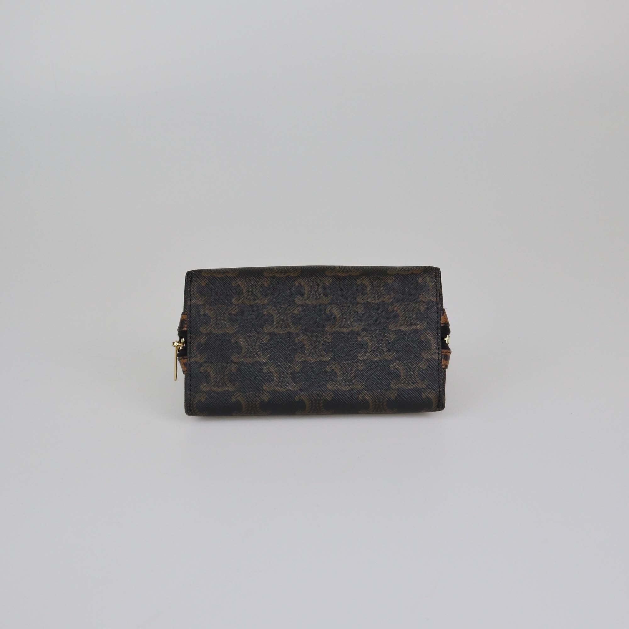 Celine Black/Brown Triomphe Mini Chain Clutch Womens Celine