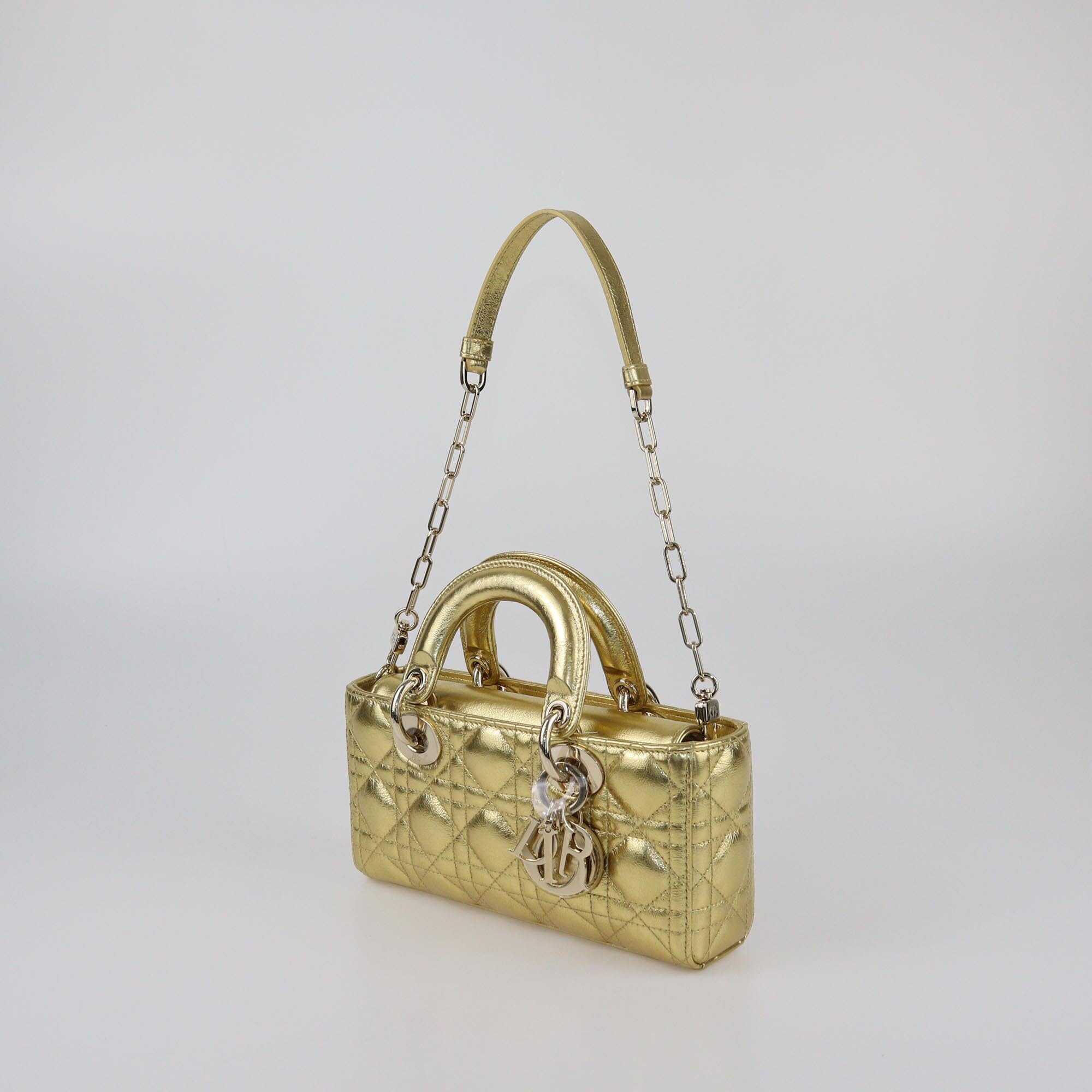 Christian Dior Gold Cannage Small Lady D-Joy Tote Womens Christian Dior