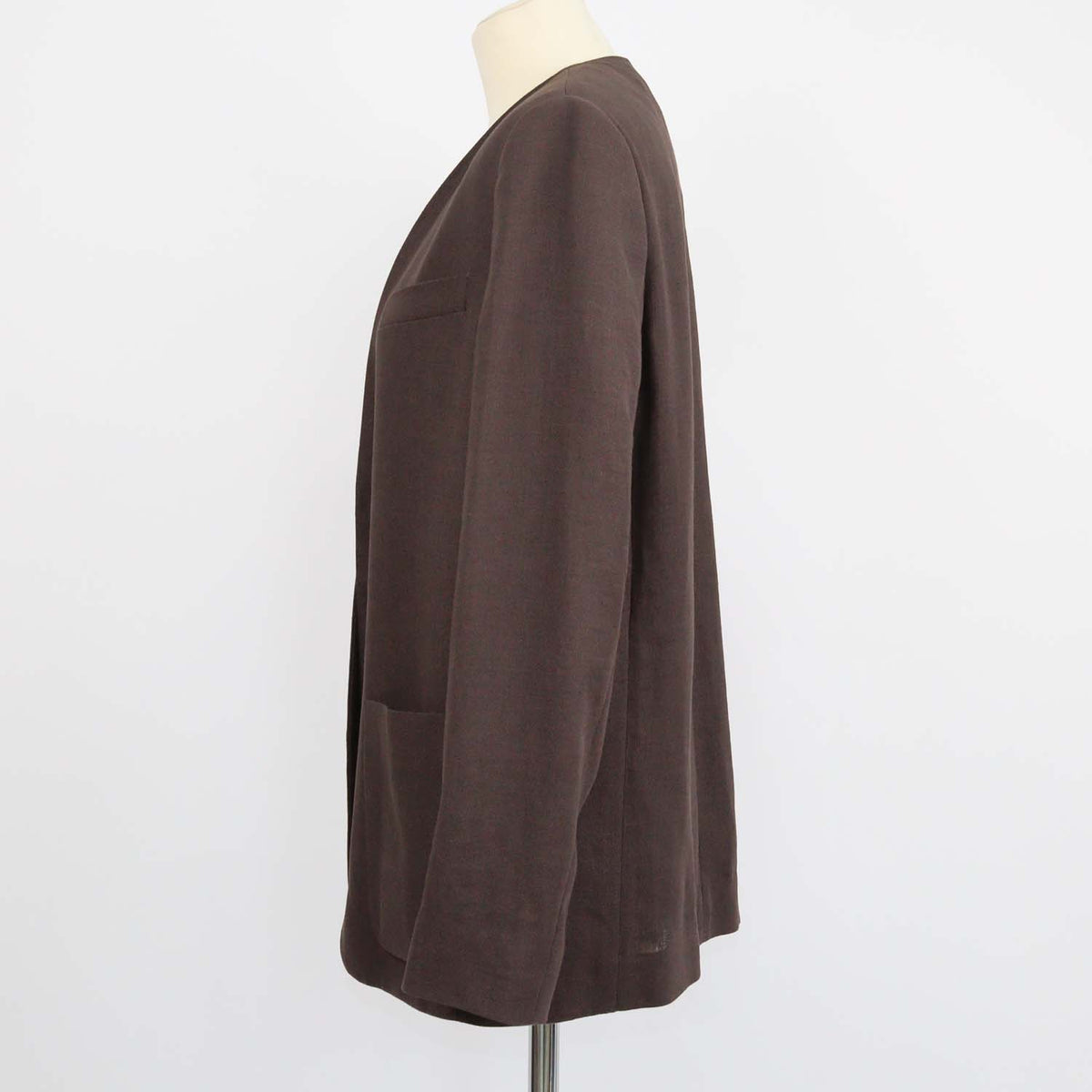 Loro Piana Dark Brown Linen Open Front Crepe Hanna Jacket