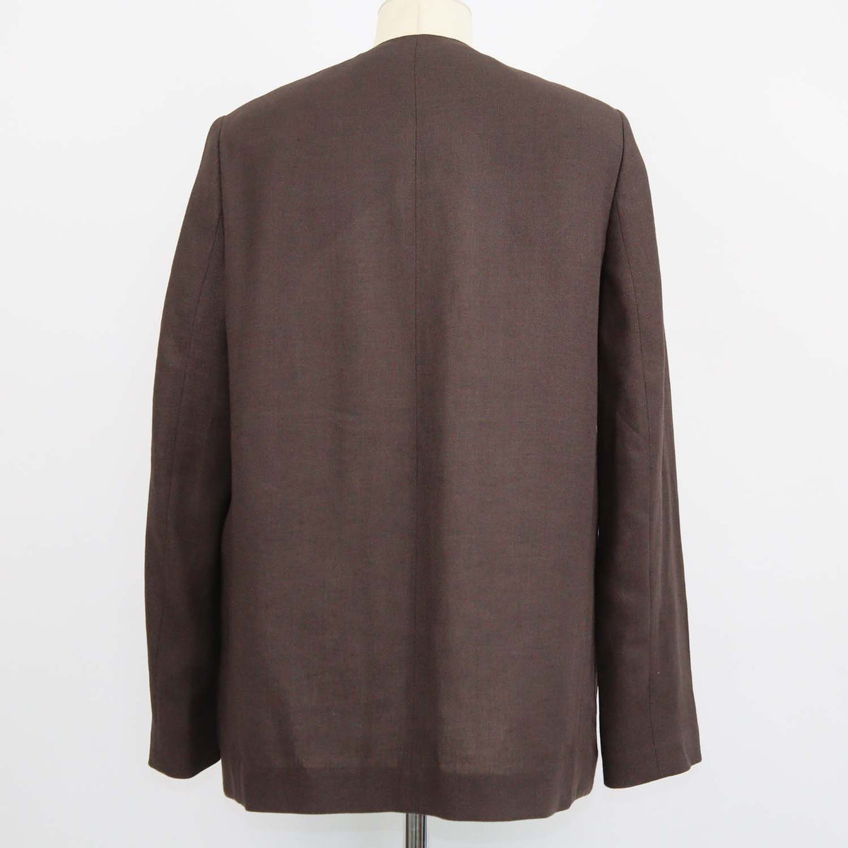 Loro Piana Dark Brown Linen Open Front Crepe Hanna Jacket