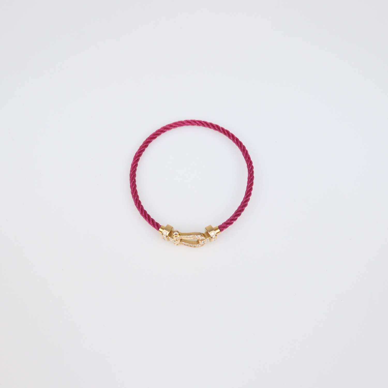 Fred 18K Rose Gold Diamond Cord Force 10 Medium Model Bracelet Size 15