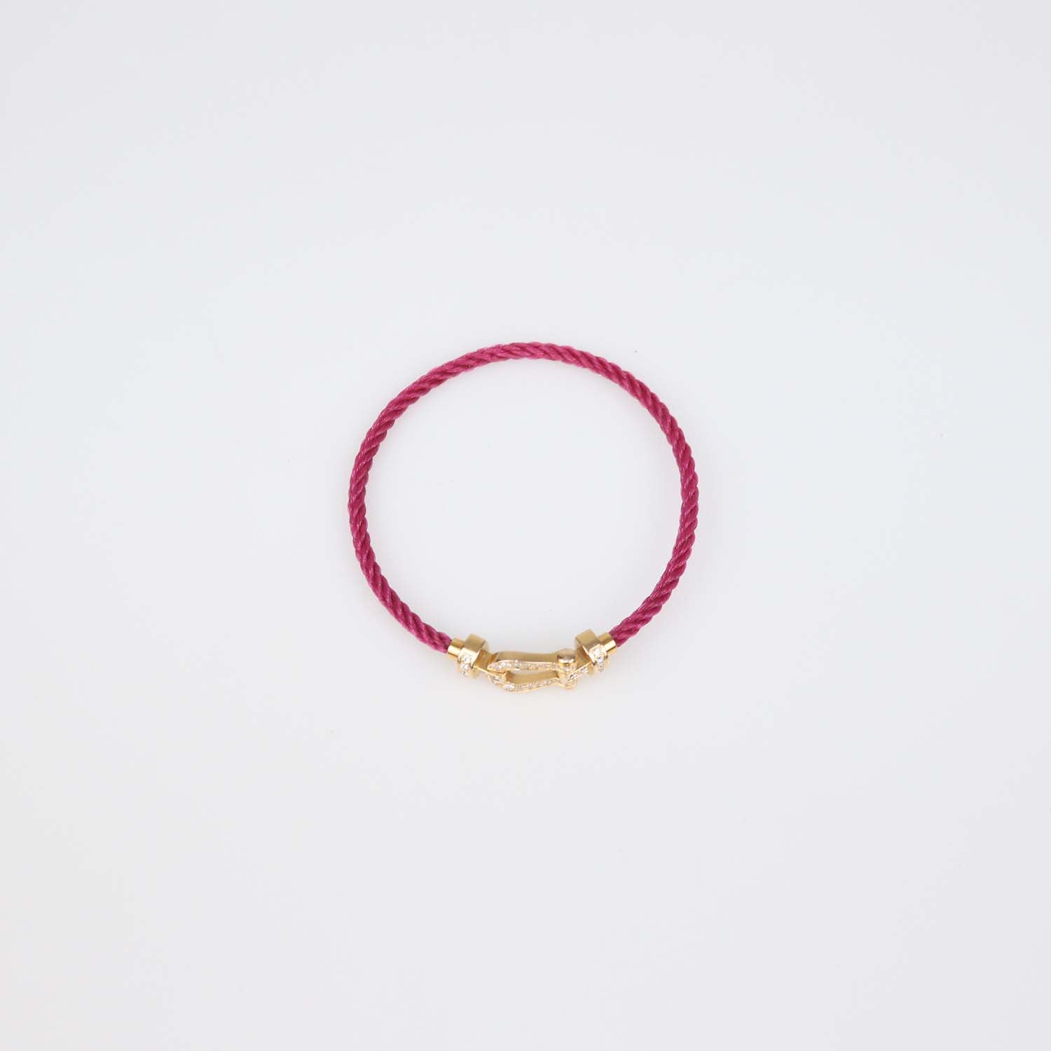 Fred 18K Rose Gold Diamond Cord Force 10 Medium Model Bracelet Size 15