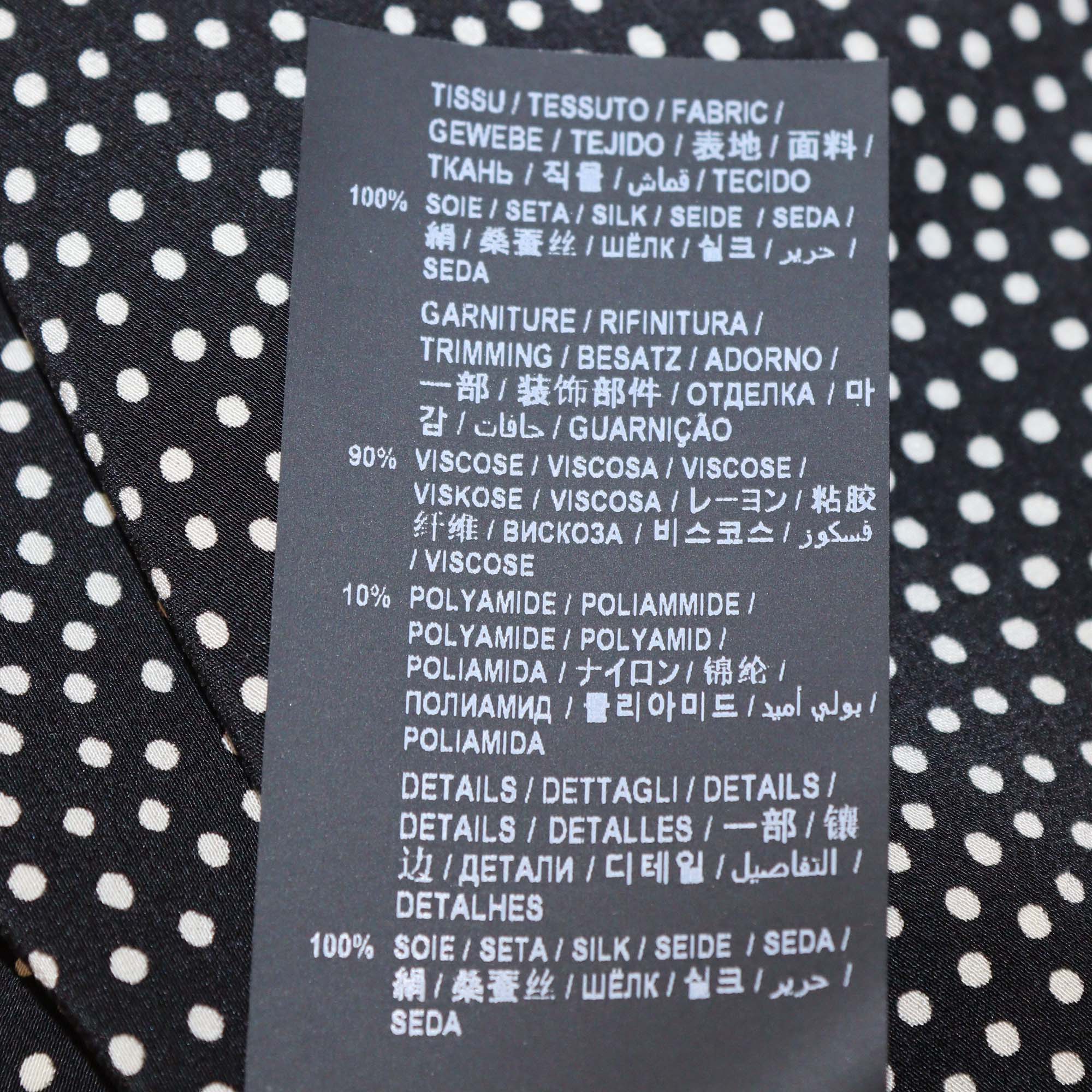 Saint Laurent Black Polka Dot Peter Pan Collar Velvet Bow Blouse