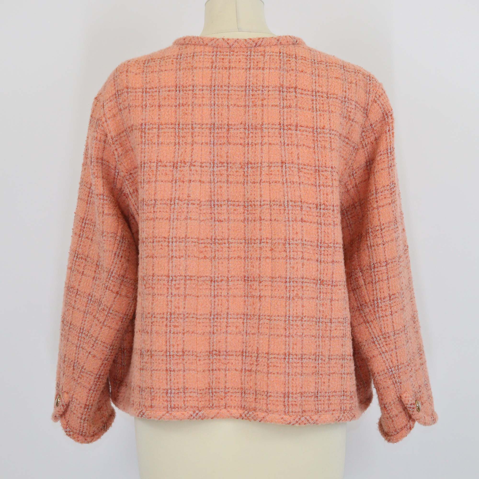 Chanel Peach Tweed CC Button Detailed Jacket