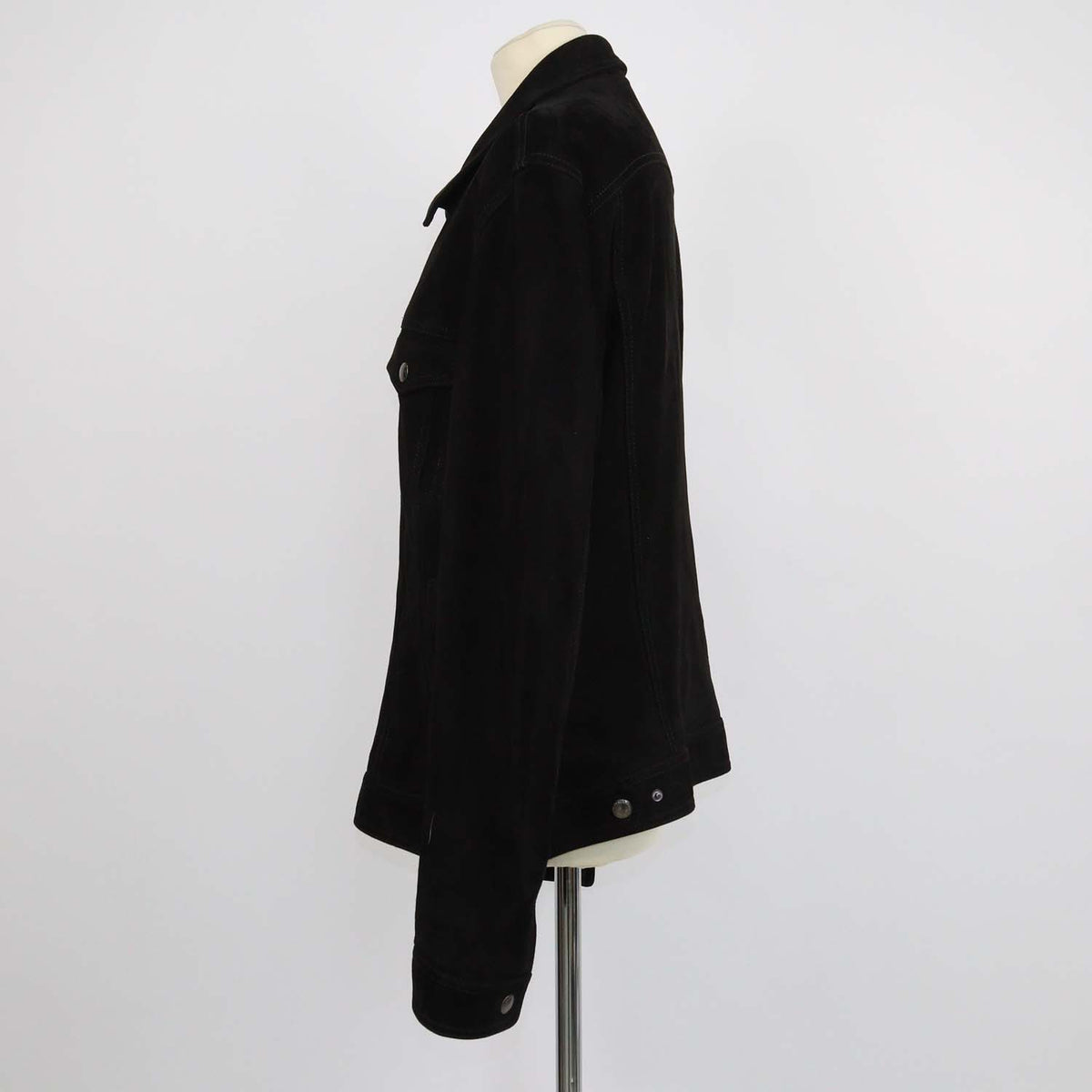 7 For All Mankind Black Suede Trucker Jacket