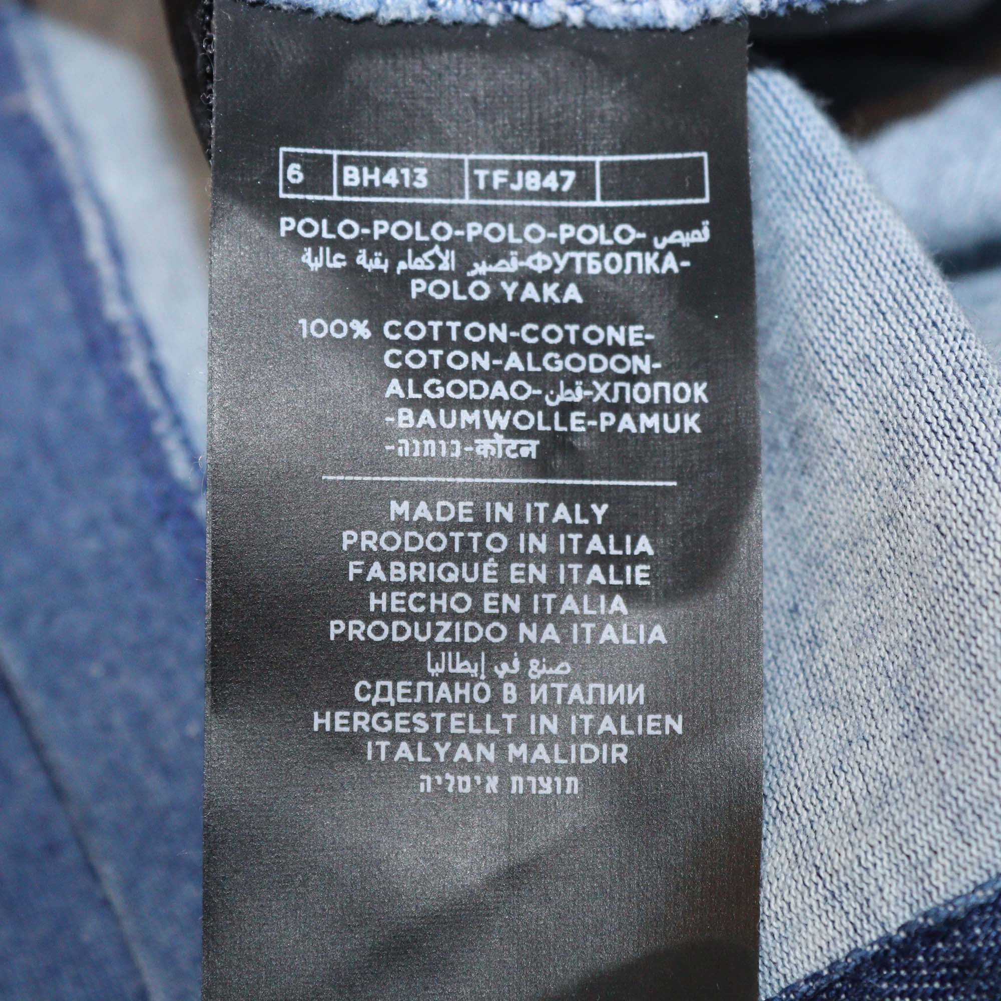 Tom Ford Blue Cotton Denim Effect Long Sleeve Polo Shirt