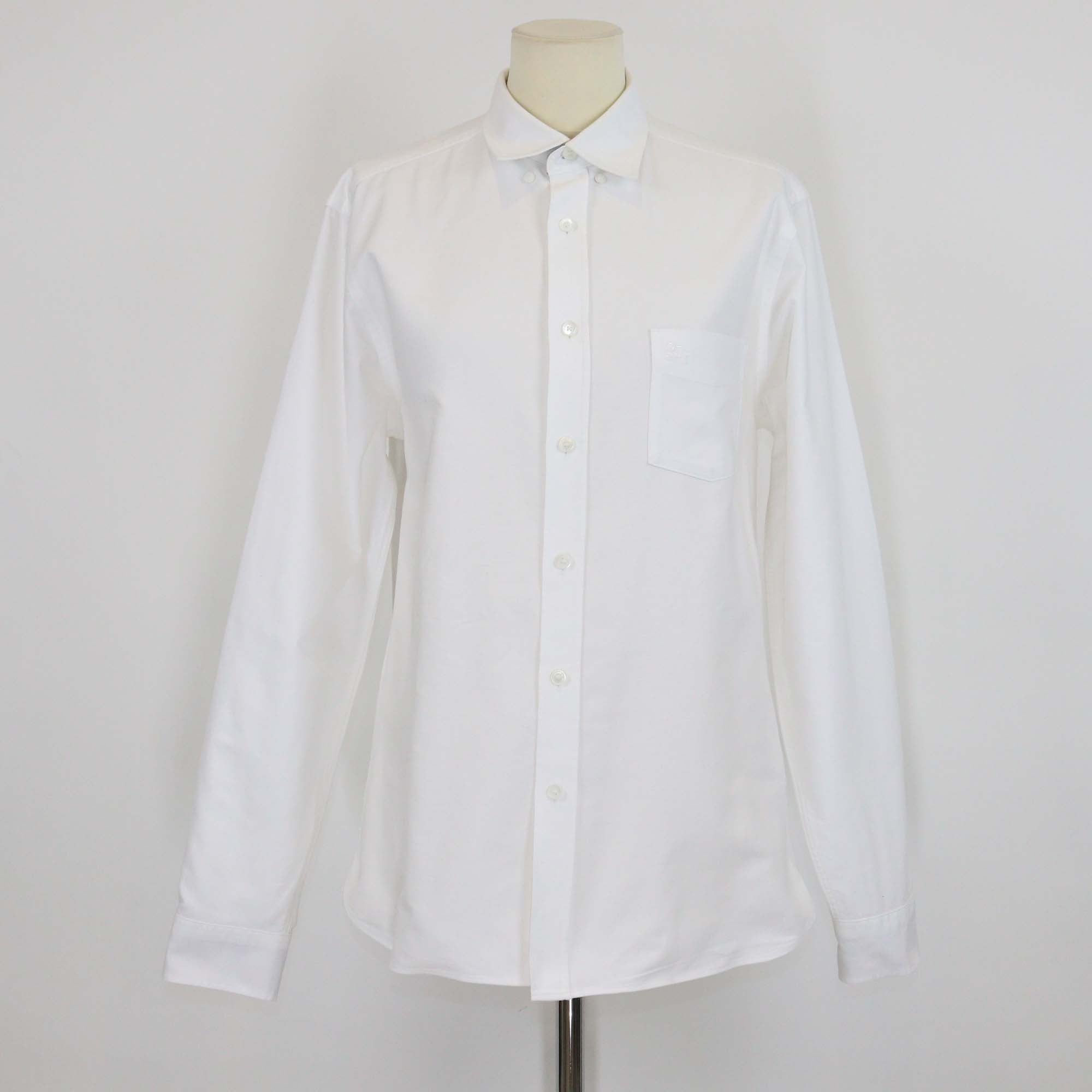 Burberry Brit White Cotton Check Trim Long Sleeve Shirt